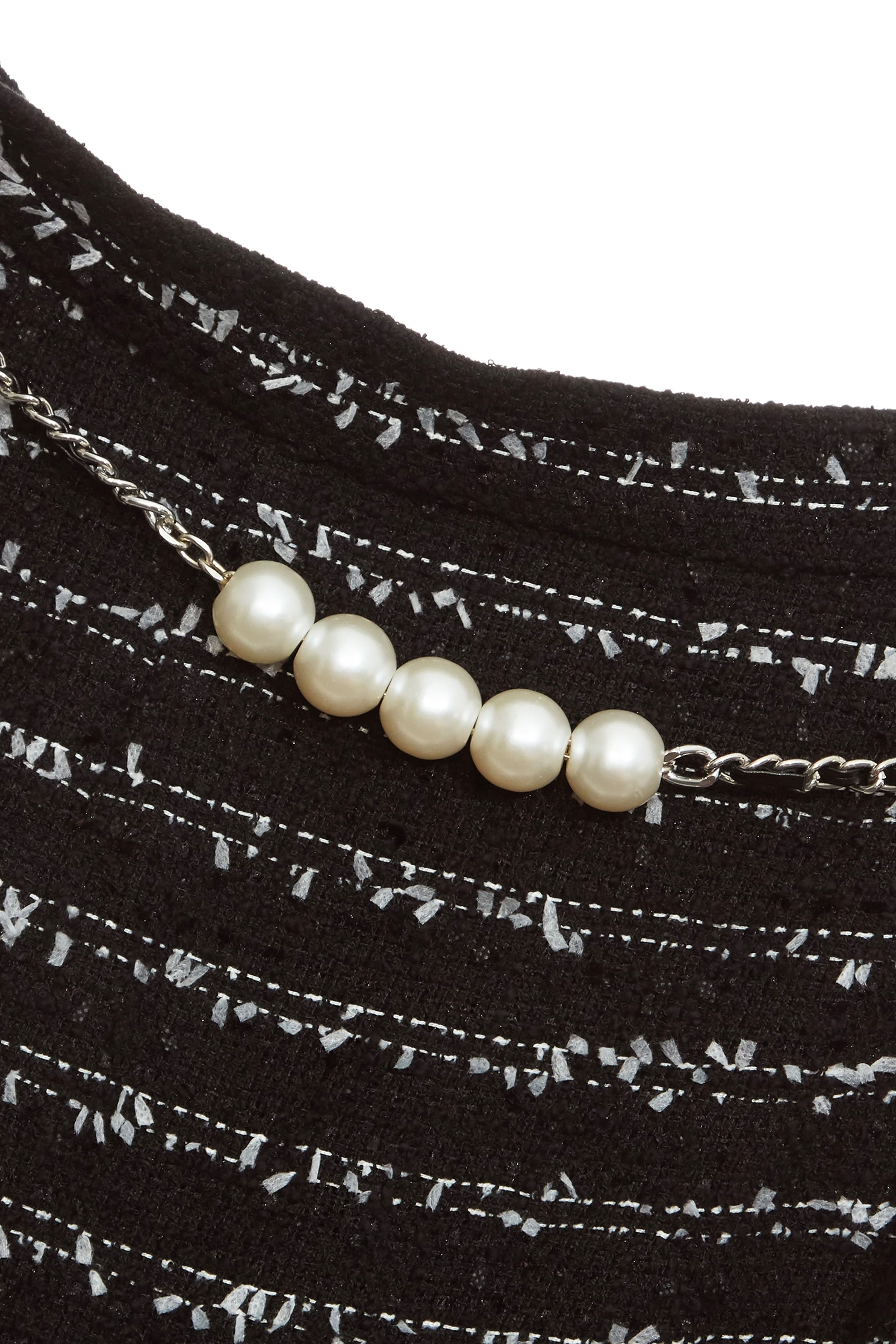 帶子紗花呢切展波浪中長裙帶子紗花呢切展波浪中長裙,春夏穿搭,珍珠,長裙,黑色裙子