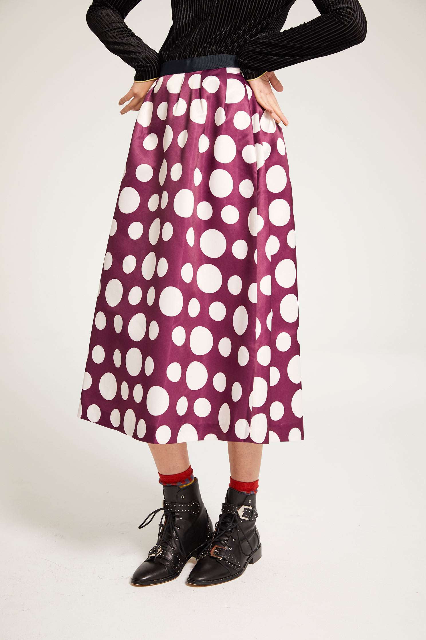 Medium-length print dress,Earth Signs,Fantasy purple,Long Skirt