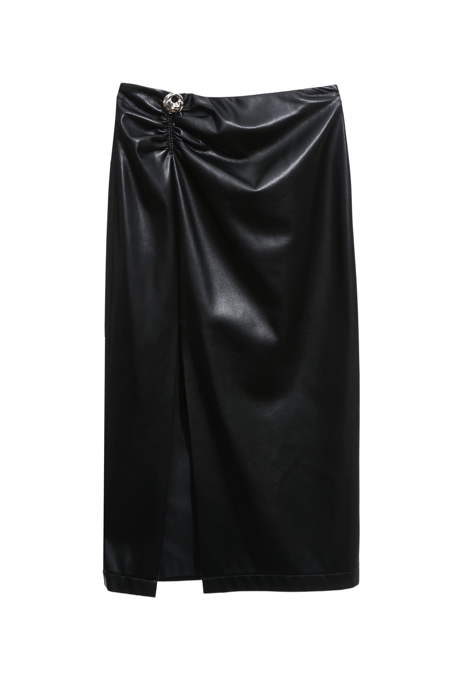 光澤軟皮革抓皺設計中長窄裙光澤軟皮革抓皺設計中長窄裙,上班OL穿搭,人氣商品,派對特輯,皮革,秋冬穿搭,窄裙,約會特輯,長裙