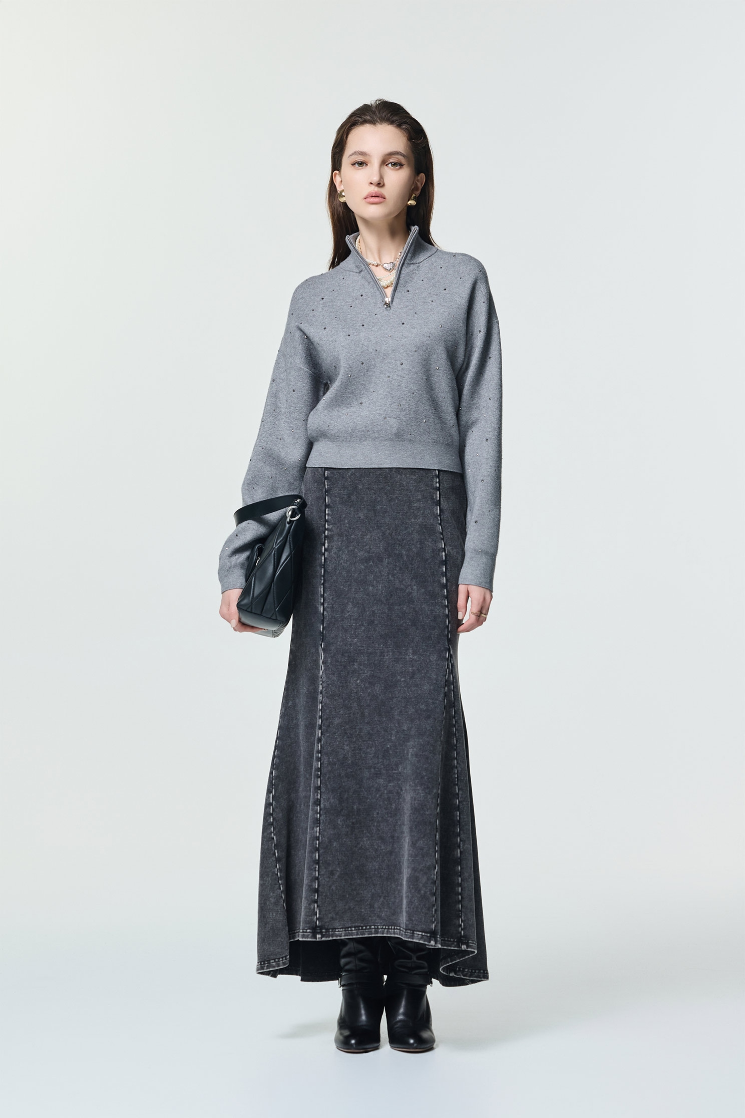 仿舊洗水魚尾長裙仿舊洗水魚尾長裙,上班OL穿搭,丹寧,牛仔裙,秋冬穿搭,約會特輯,純棉,長裙