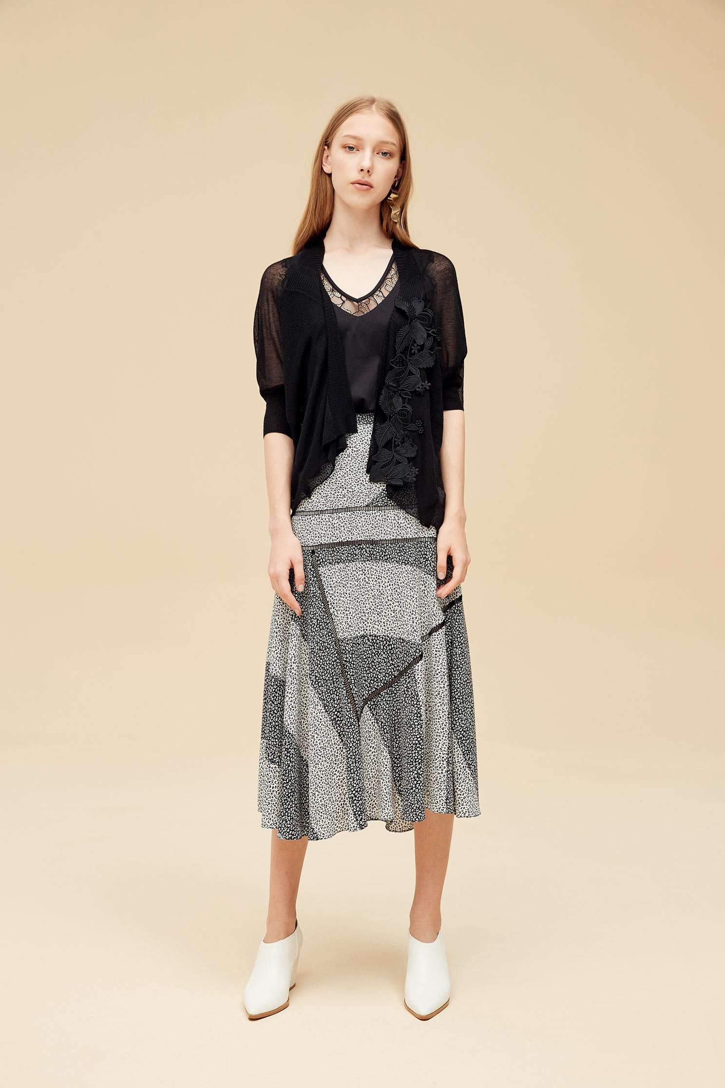 Irregular color block design skirt,longskirt