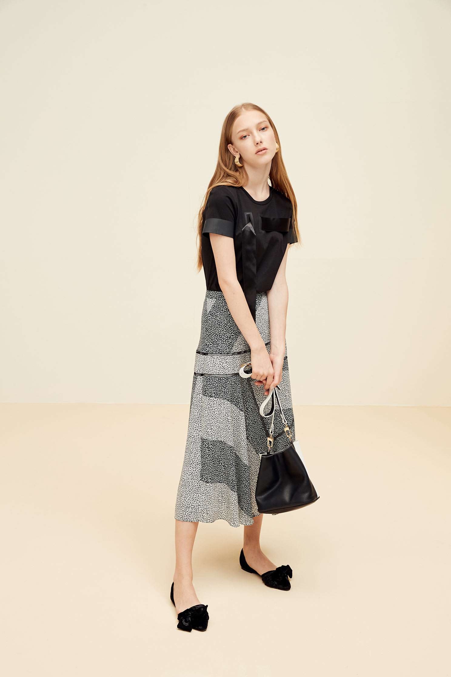 Irregular color block design skirt,longskirt