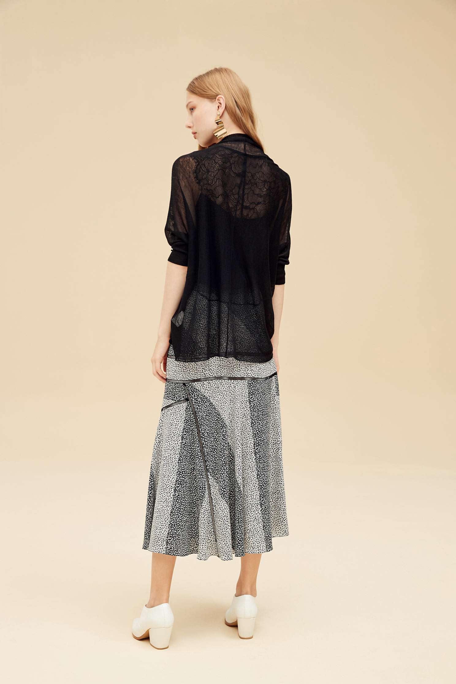 Irregular color block design skirt,longskirt