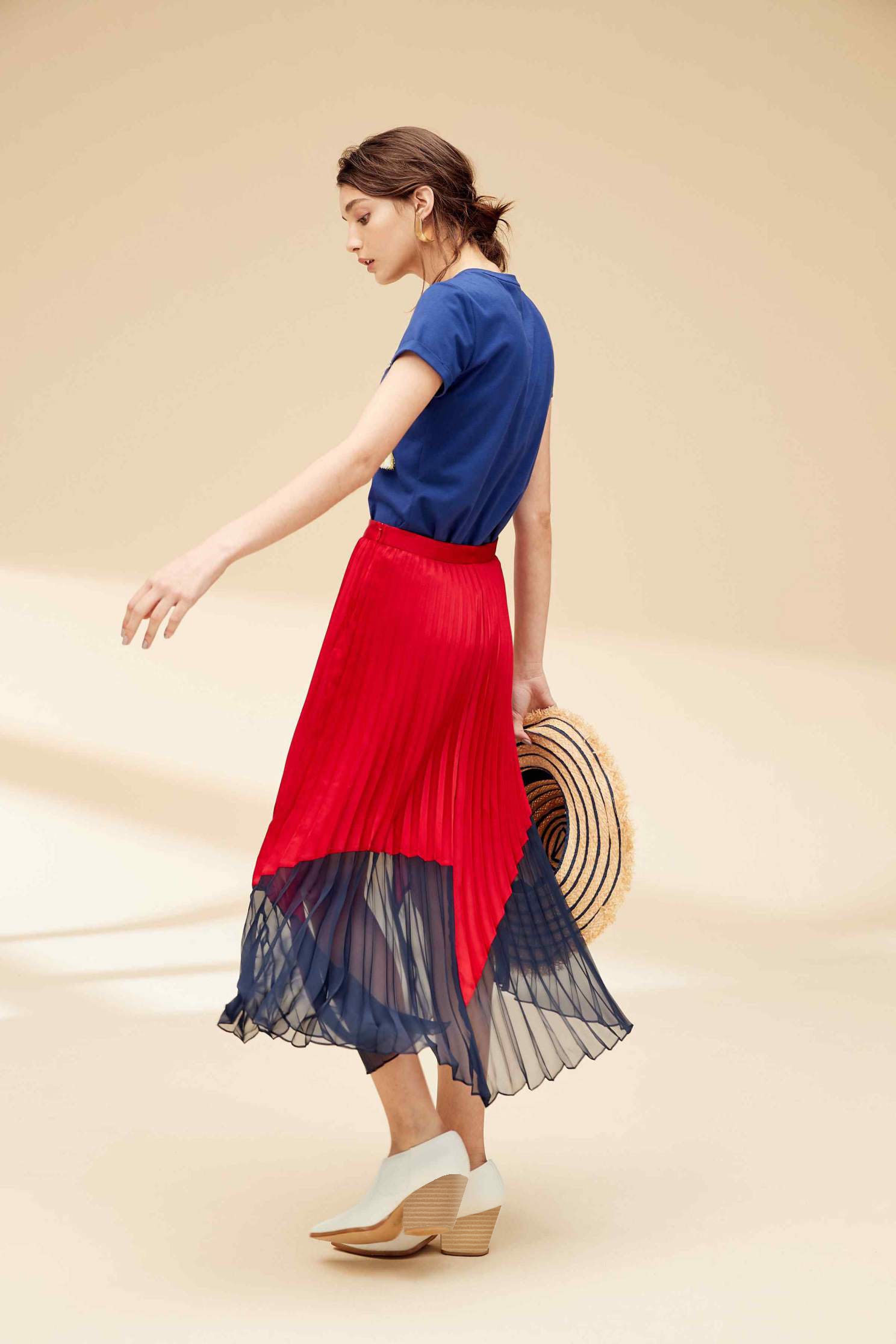 Colorblock fashion dress,Water Signs,百折,Pleated Skirt,Maxi Pleated Skirt,Long Skirt,Chiffon,Chiffon Skirt,Chiffon Long skirts