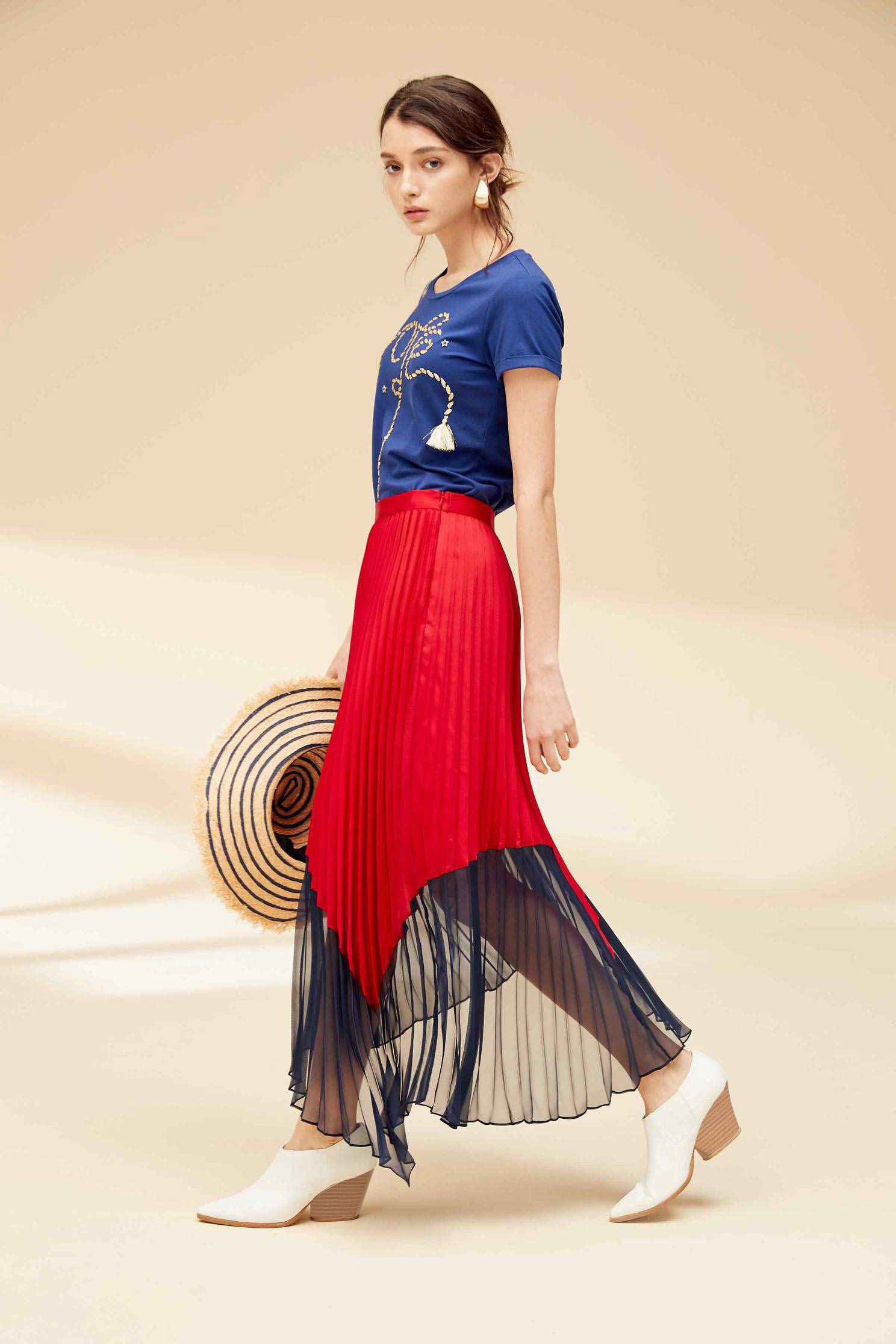 Colorblock fashion dress,Water Signs,百折,Pleated Skirt,Maxi Pleated Skirt,Long Skirt,Chiffon,Chiffon Skirt,Chiffon Long skirts