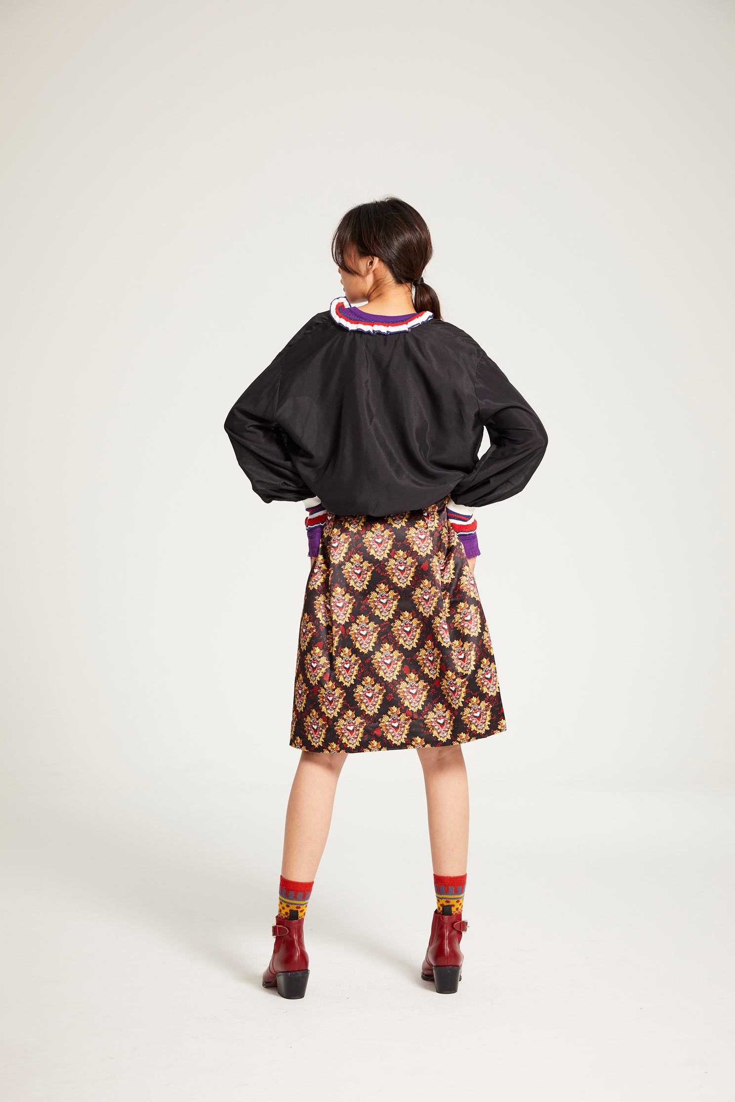 Printed knee skirt,Fantasy purple,Long Skirt