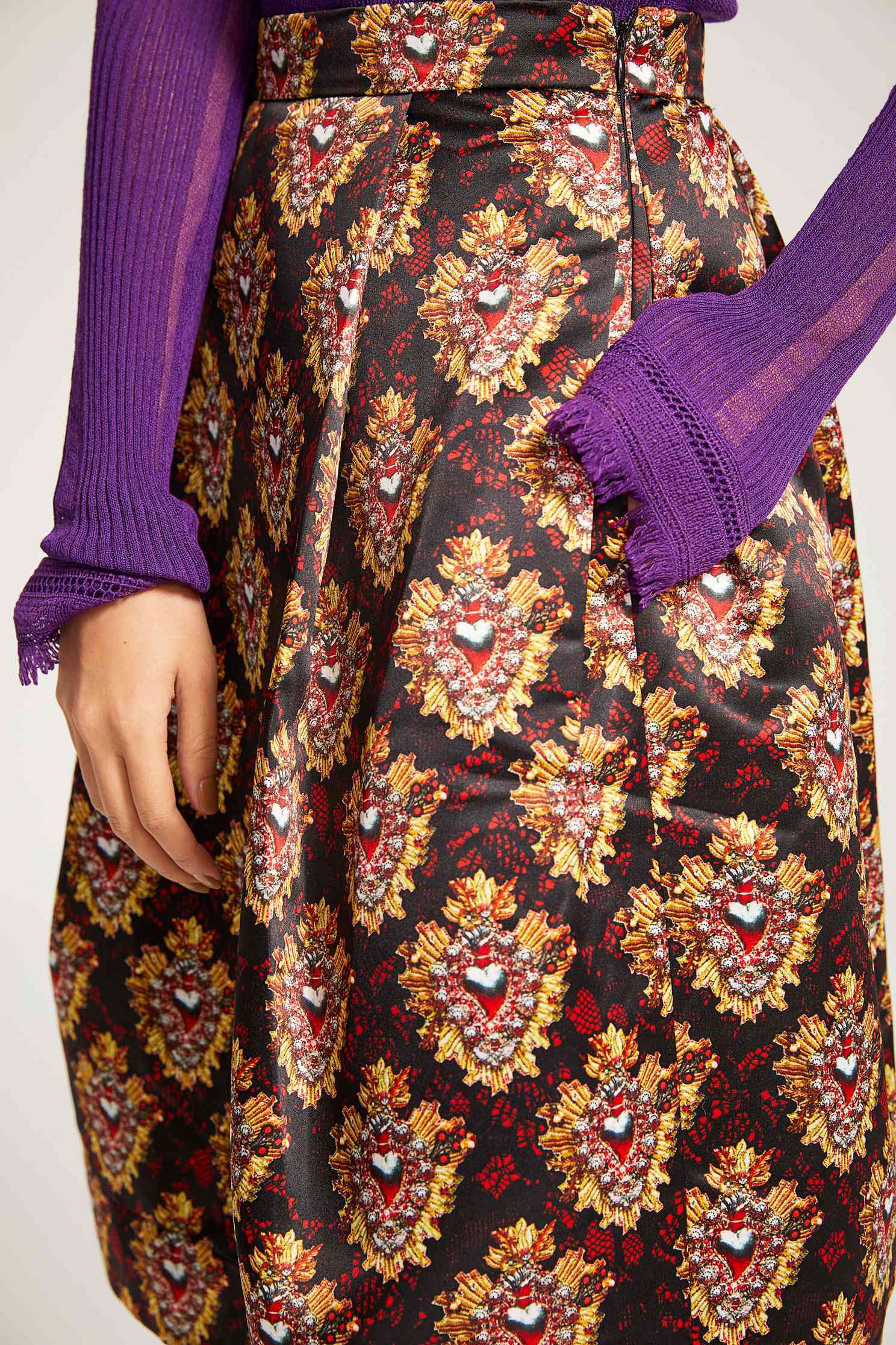 Printed knee skirt,Fantasy purple,Long Skirt
