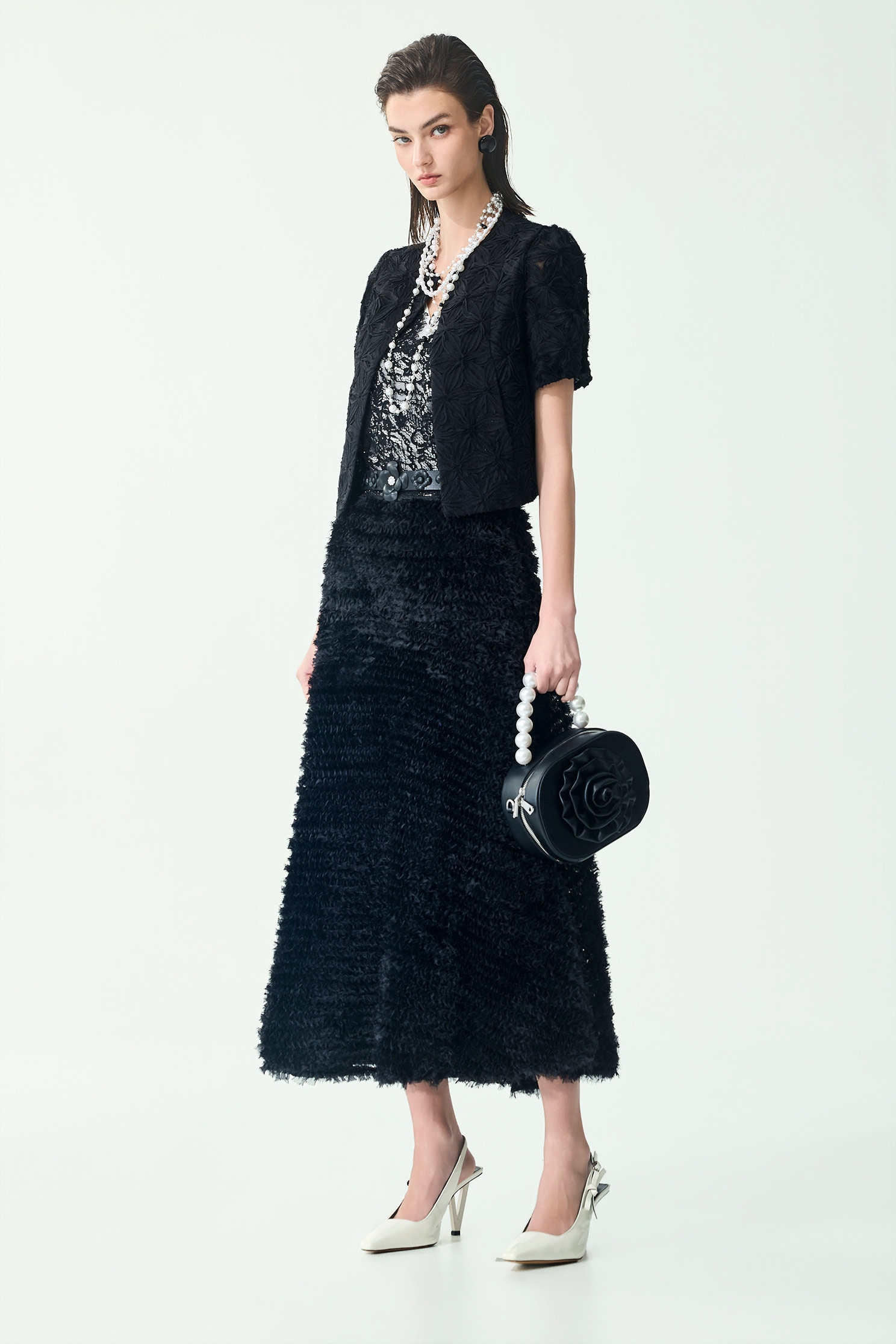 立體烏干壓條網紗中長裙立體烏干壓條網紗中長裙,春夏穿搭,派對特輯,約會特輯,紗裙,網紗,網裙,長裙