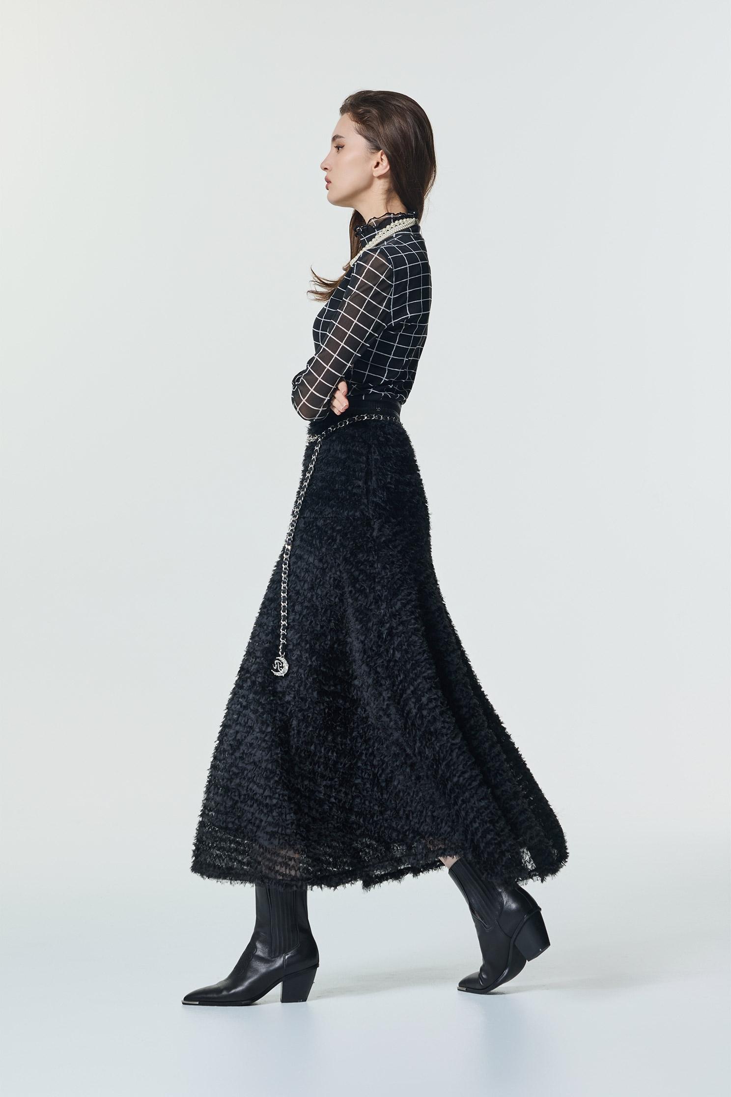 立體烏干壓條網紗中長裙立體烏干壓條網紗中長裙,春夏穿搭,派對特輯,約會特輯,紗裙,網紗,網裙,長裙