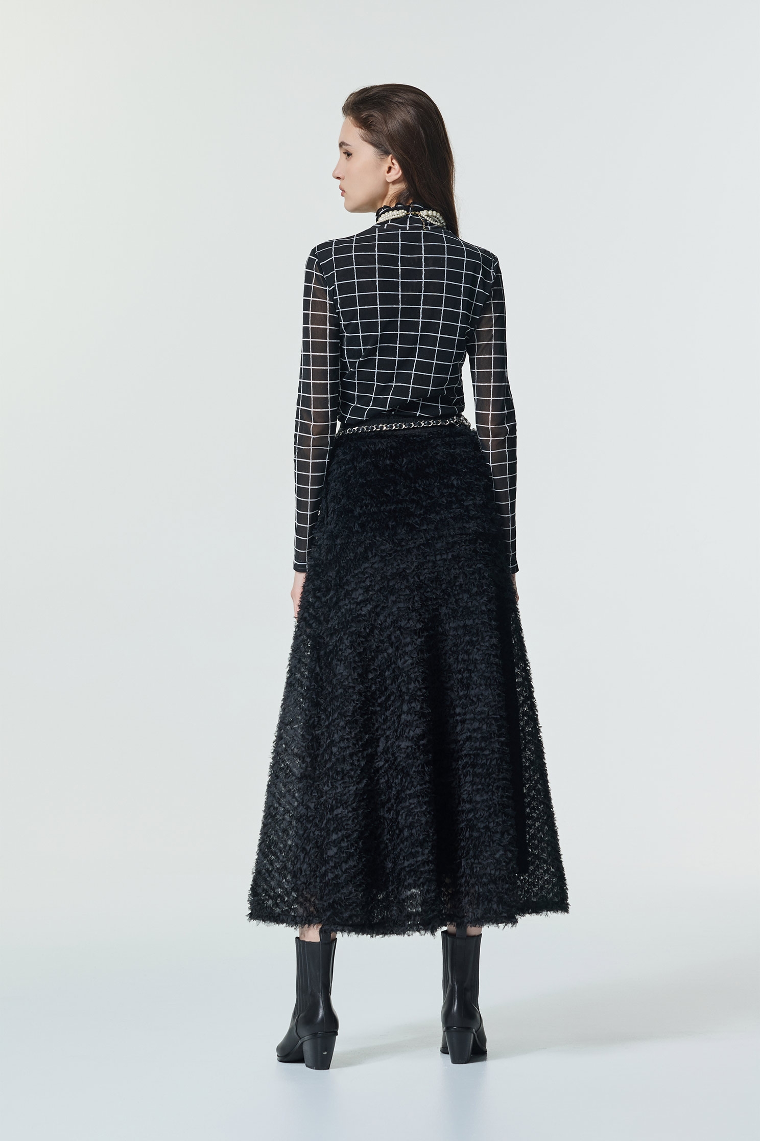 立體烏干壓條網紗中長裙立體烏干壓條網紗中長裙,春夏穿搭,派對特輯,約會特輯,紗裙,網紗,網裙,長裙