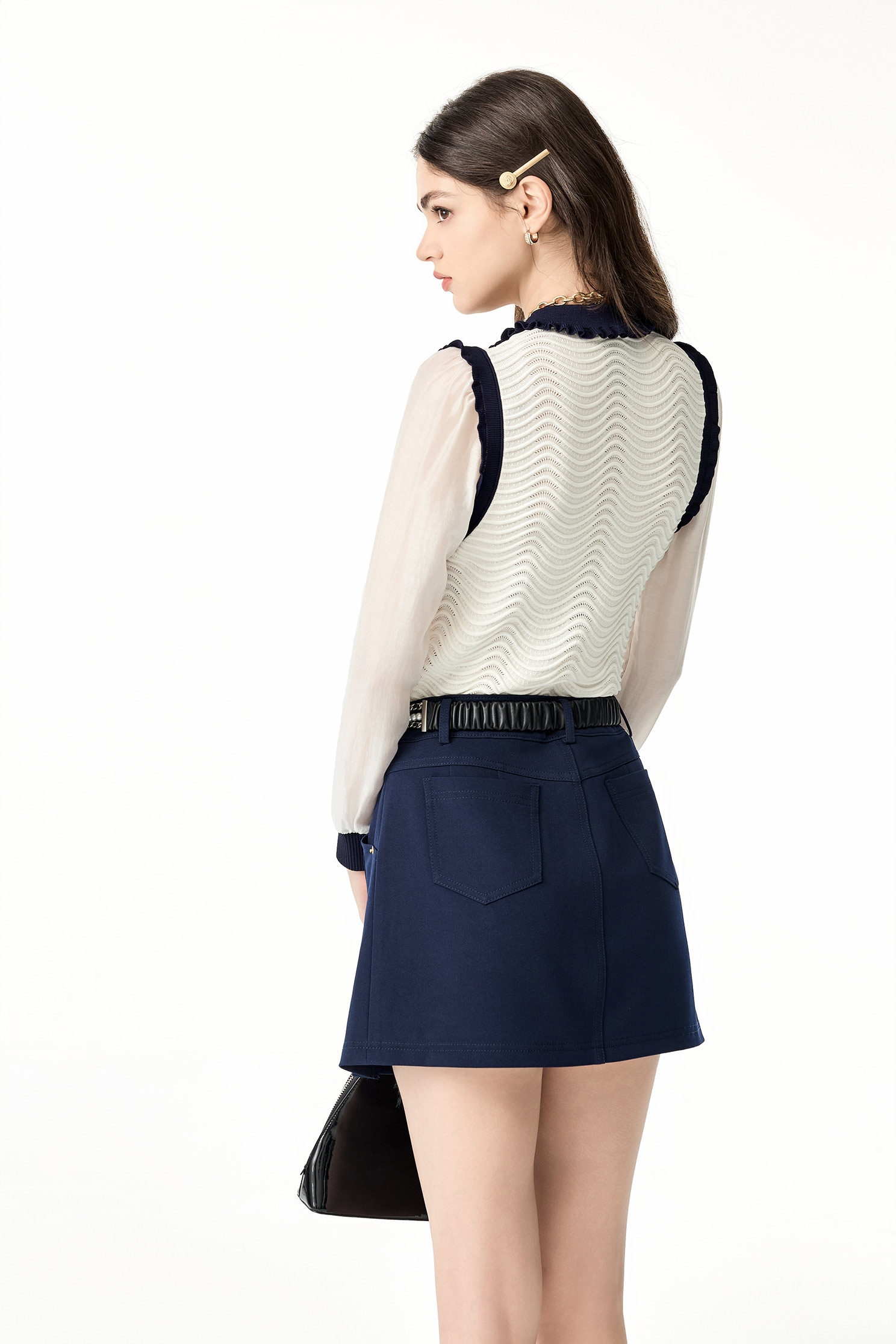 暮色藍摺飾短裙暮色藍摺飾短裙,人氣商品,春夏穿搭,時髦成套搭配,百摺裙,百褶短裙,短裙,短褲,褲裙