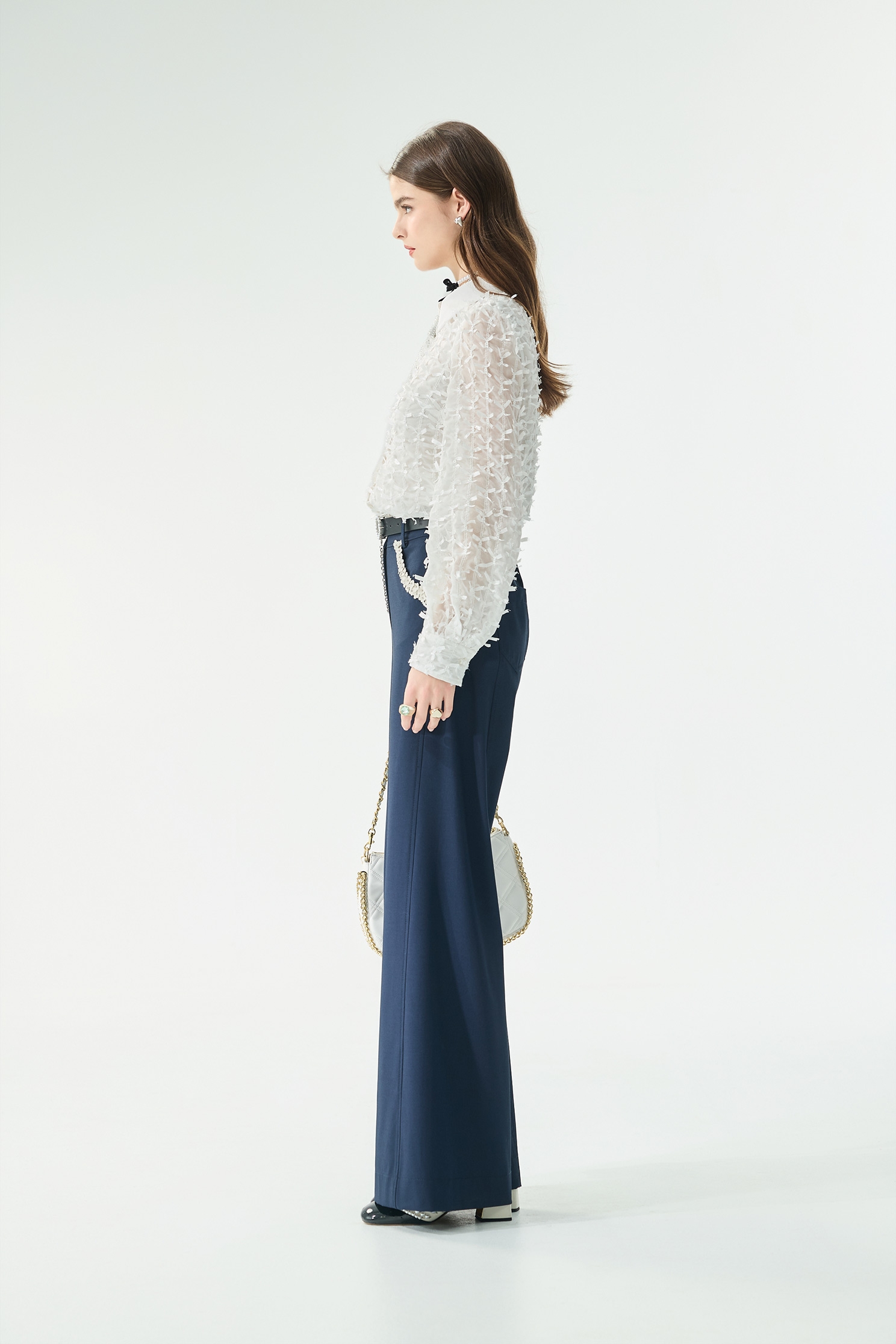 綴花朵口袋邊寬褲綴花朵口袋邊寬褲,寬褲,春夏穿搭,褲子