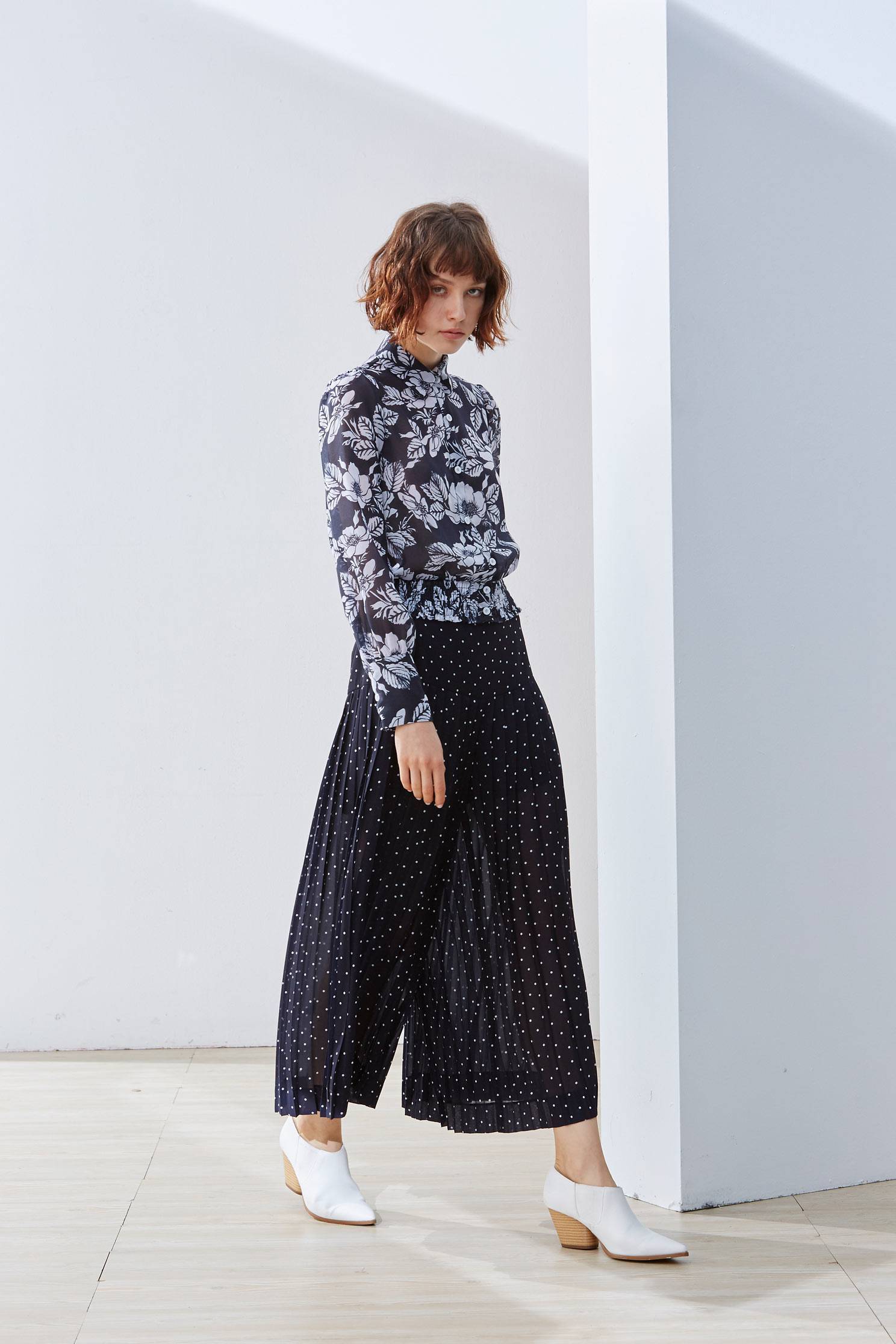 High waisted polka dot culottes,culottespants,pants,pants,chiffon,wasthin