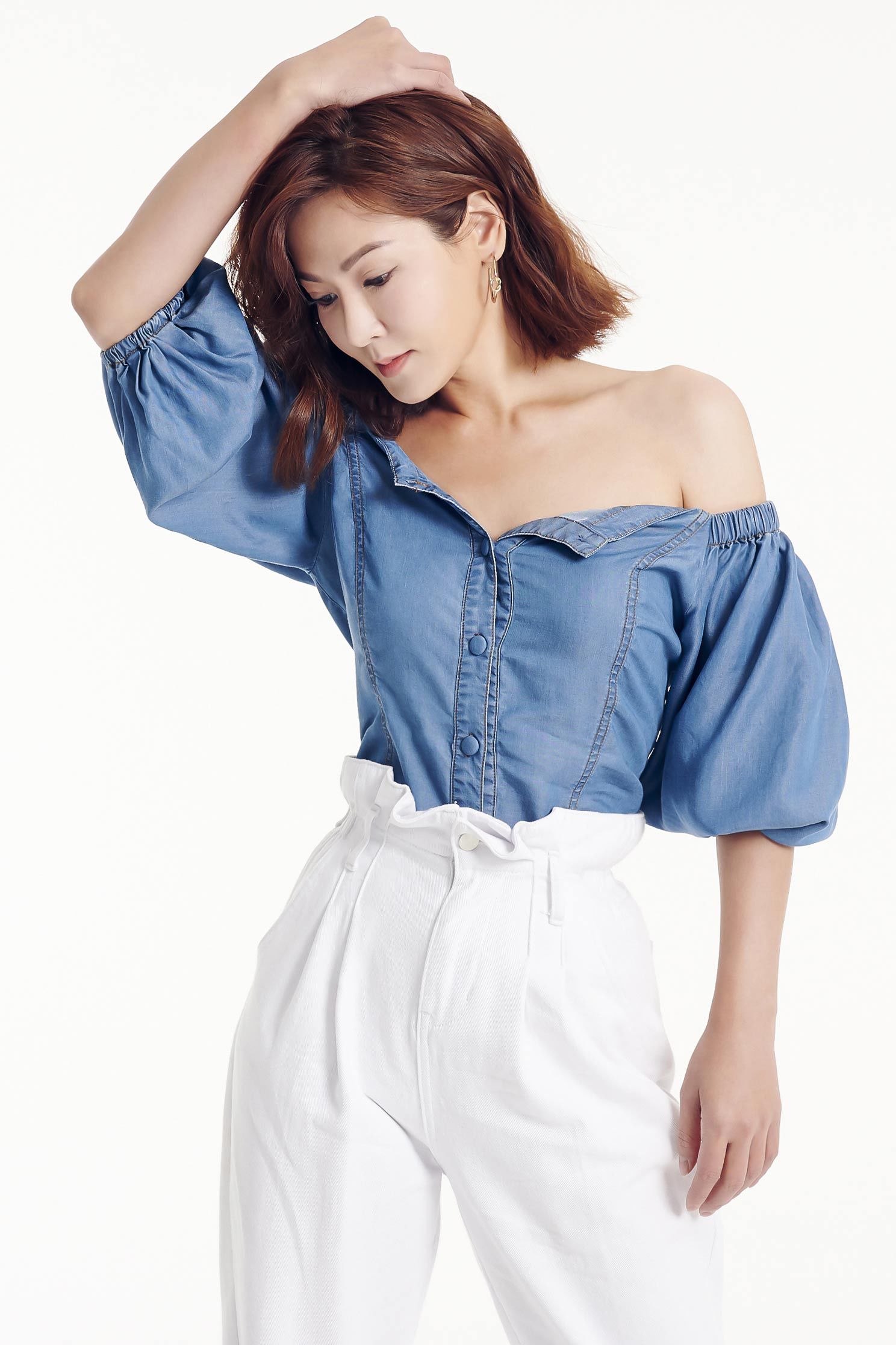 tube ruffle sleeves Vintage Pants set,top,onlinelimitededition,jeans