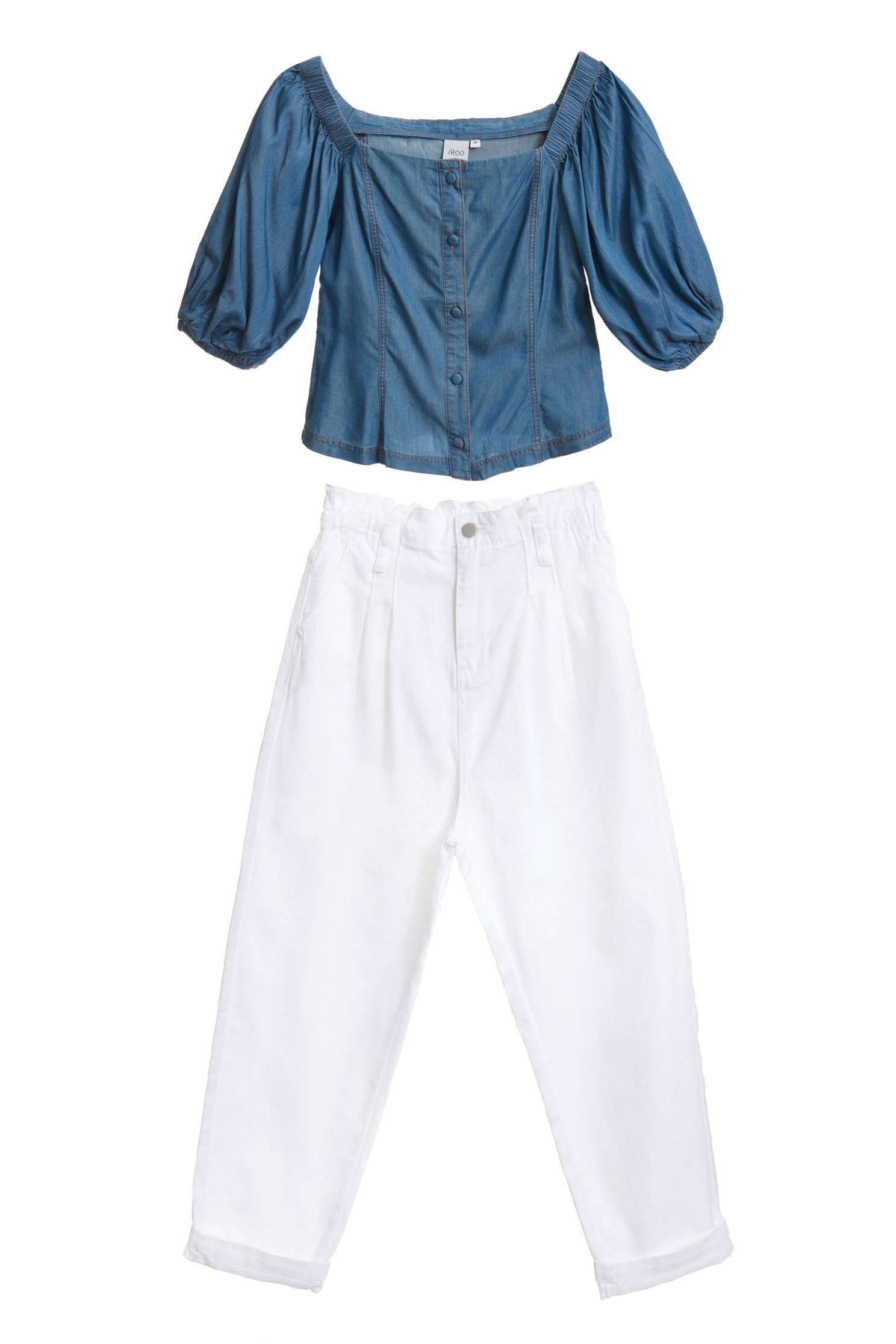 tube ruffle sleeves Vintage Pants set,top,onlinelimitededition,jeans