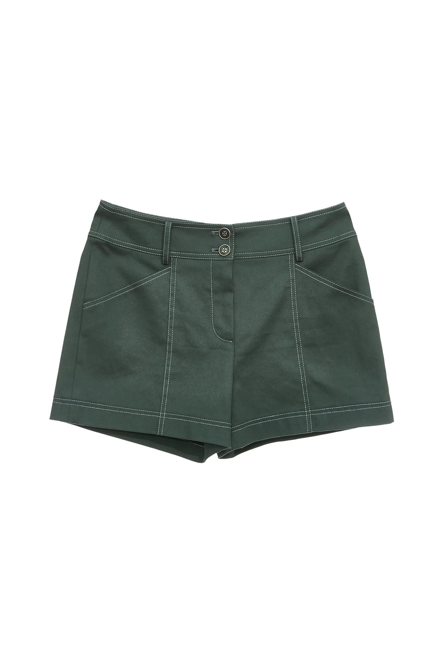 高山綠跳色壓線短褲高山綠跳色壓線短褲,丹寧,春夏穿搭,牛仔,短褲,輕奢度假,輕奢渡假