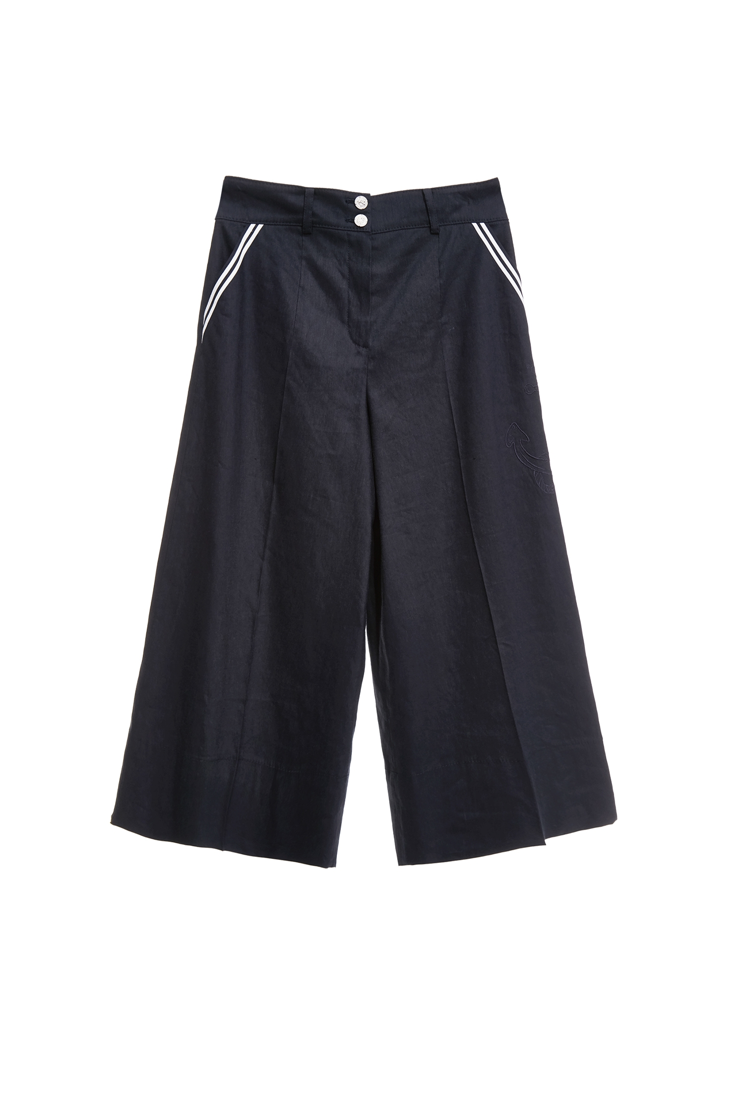 綴船錨刺繡八分寬褲綴船錨刺繡八分寬褲,刺繡,寬褲,春夏穿搭,褲子