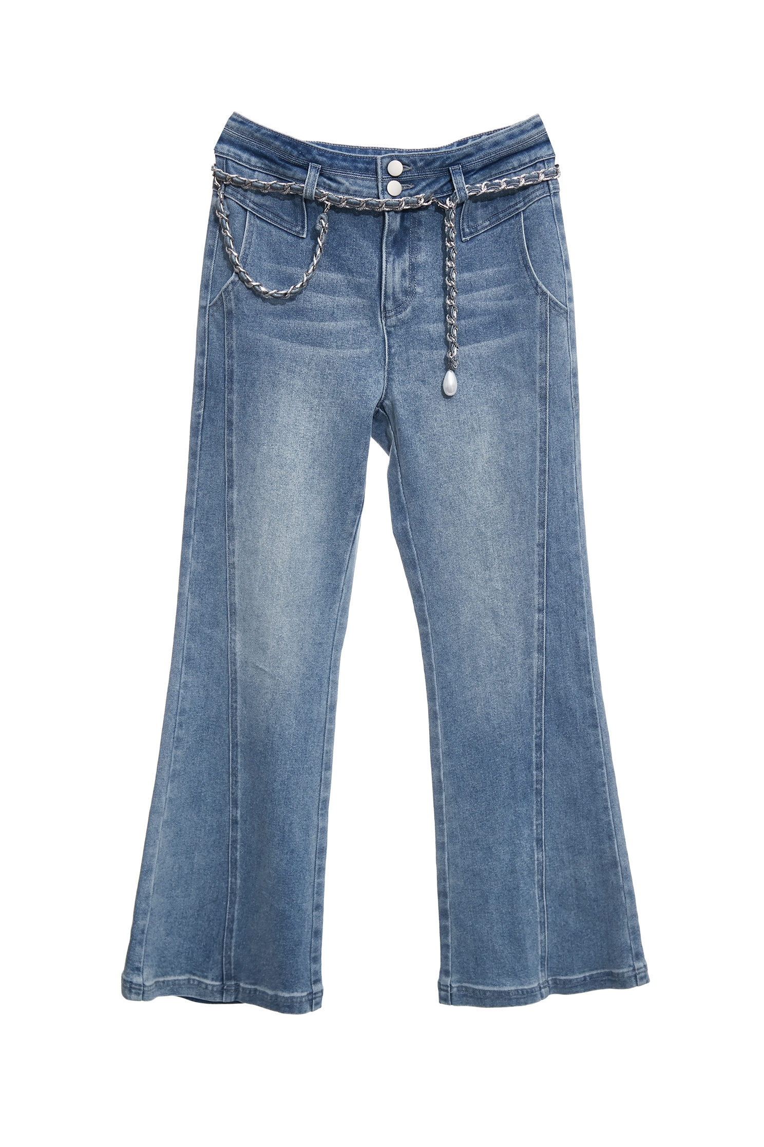 綴小香風腰鍊牛仔喇叭褲綴小香風腰鍊牛仔喇叭褲,小香風,春夏穿搭,牛仔,牛仔褲,褲子