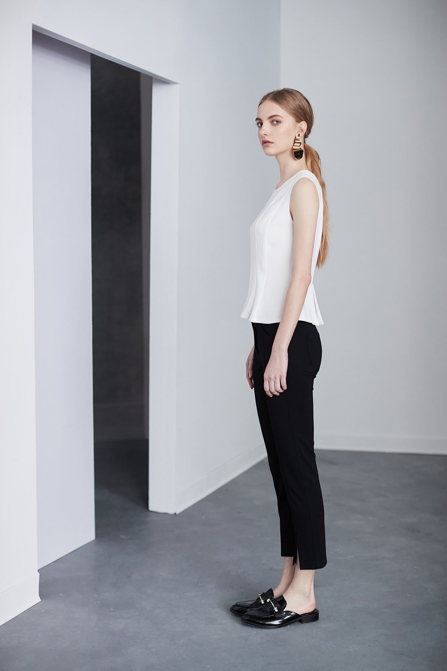 Basic slim classic trousers,Skinny pants,Pants,長褲,Thin pants,Black trousers