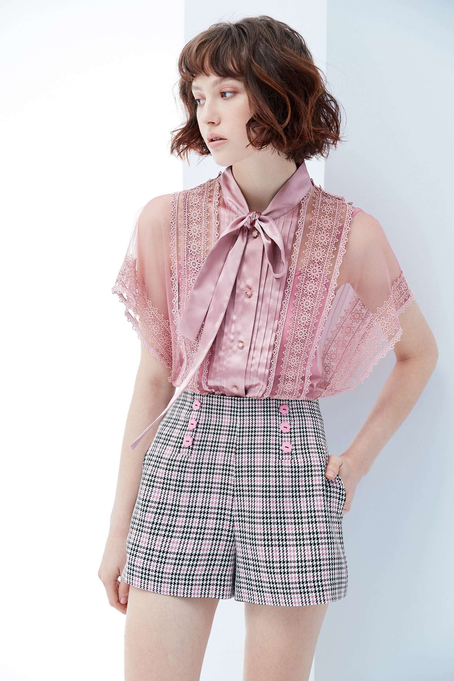 Plaid design shorts,shorts,pants