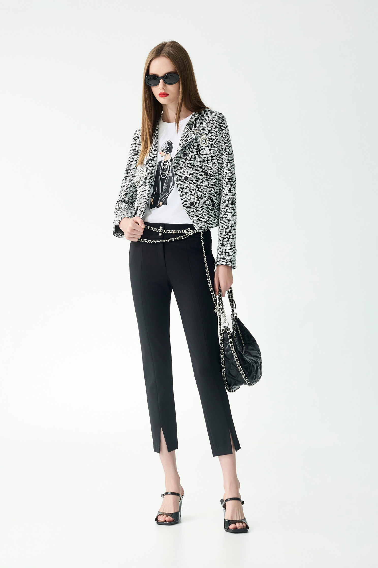 雙腰頭設計彈性窄管褲雙腰頭設計彈性窄管褲,上班OL穿搭,春夏穿搭,窄管褲,褲子