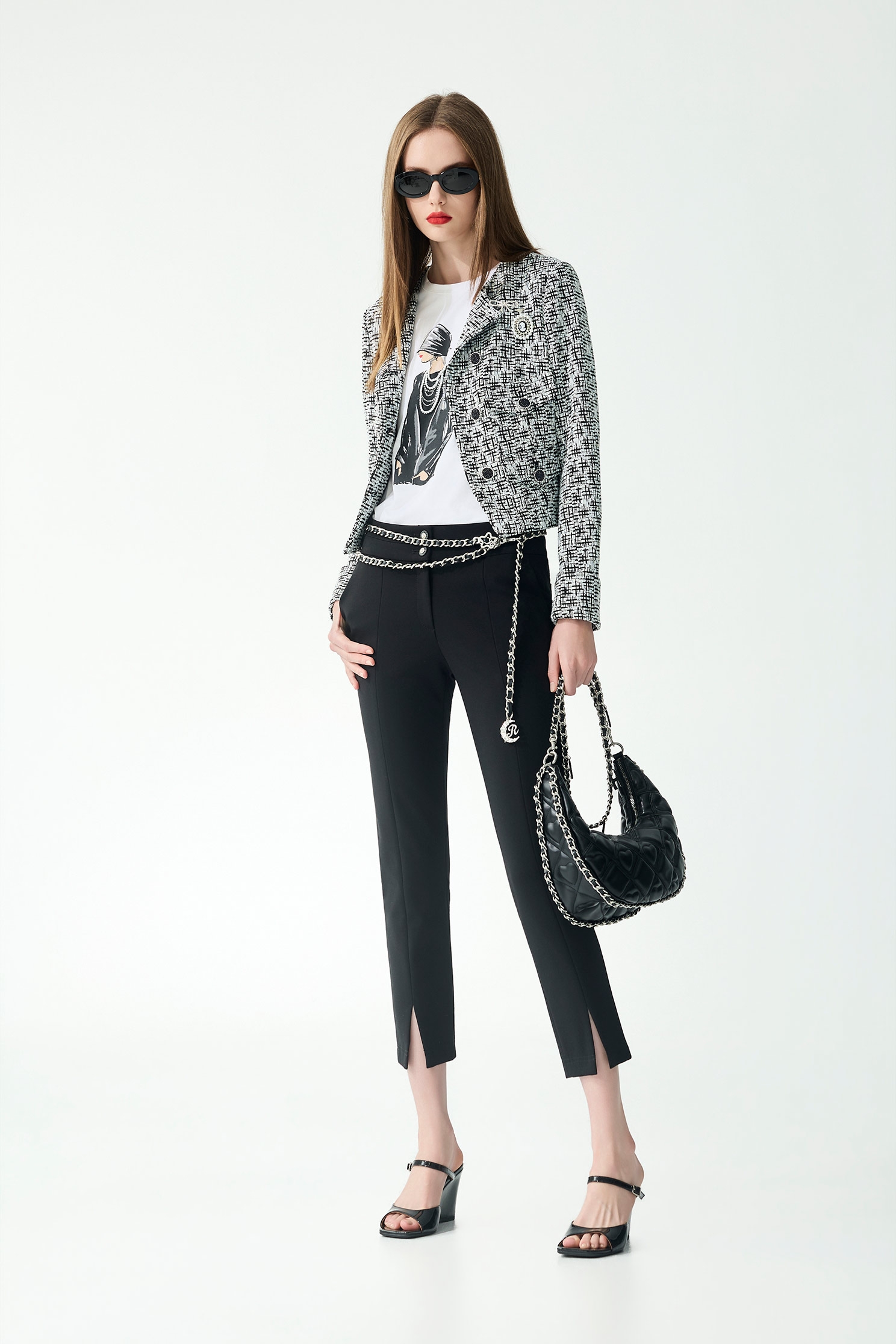 雙腰頭設計彈性窄管褲雙腰頭設計彈性窄管褲,上班OL穿搭,春夏穿搭,窄管褲,褲子