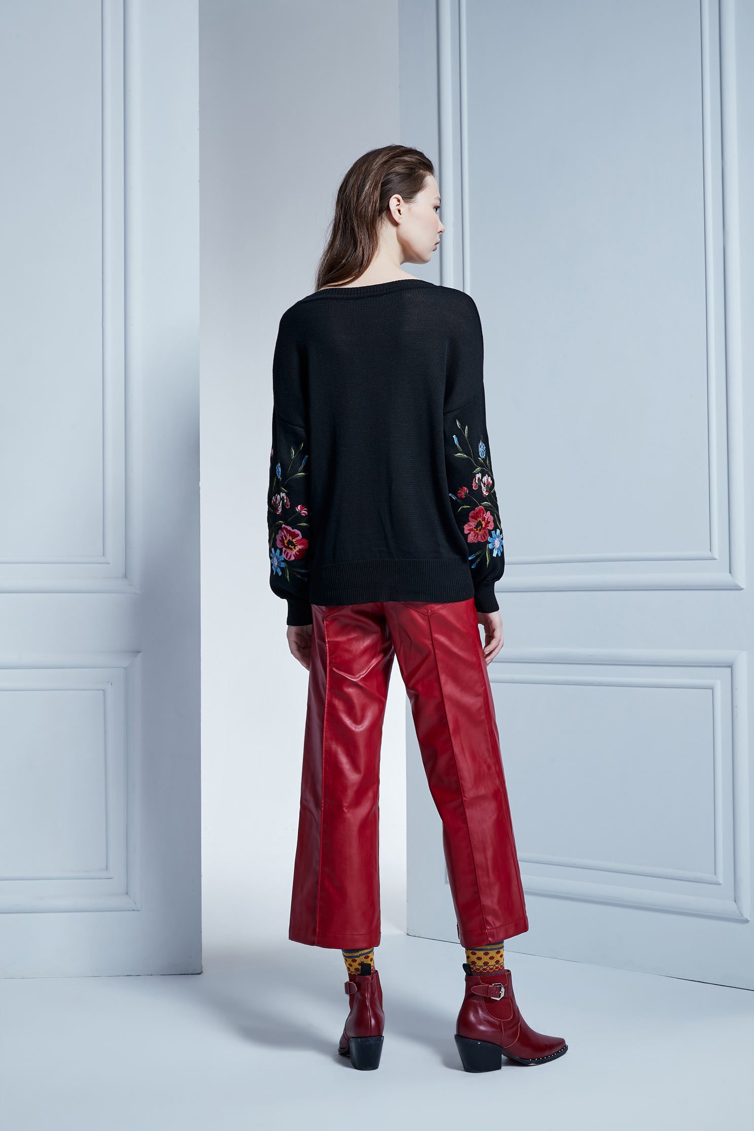 FAUX LEATHER TROUSERS,Pants,長褲