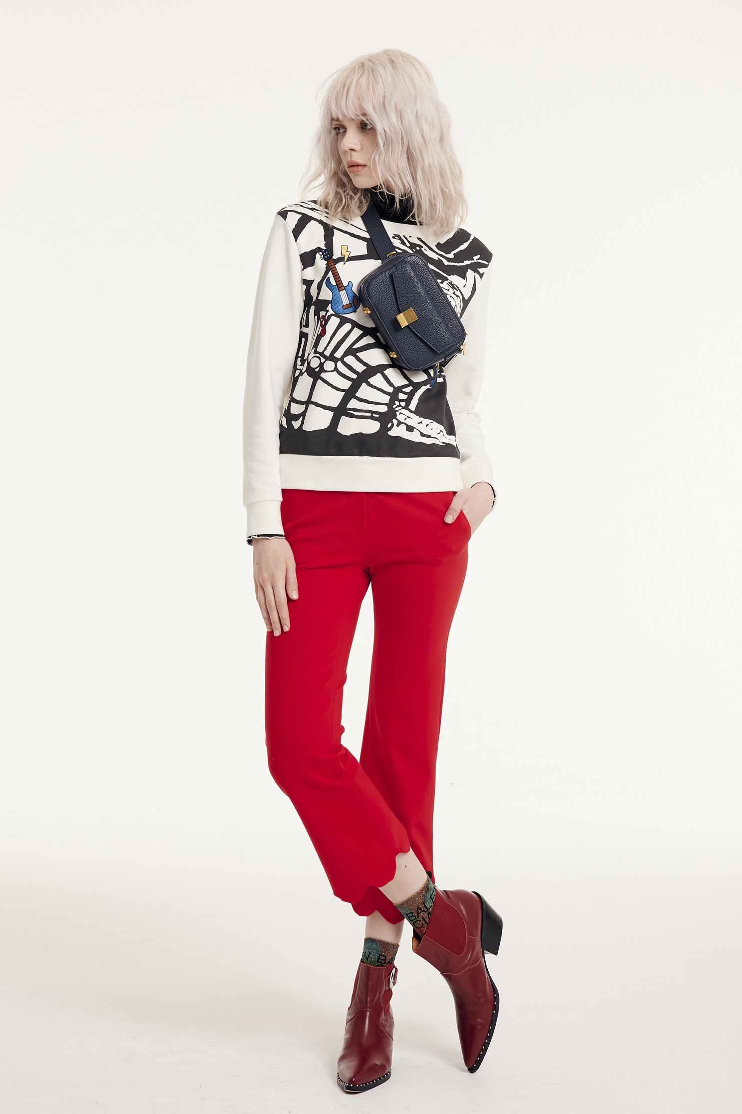 Flared pants,Bell Bottom Jeans,New Year RED,Pants,長褲,Thin pants