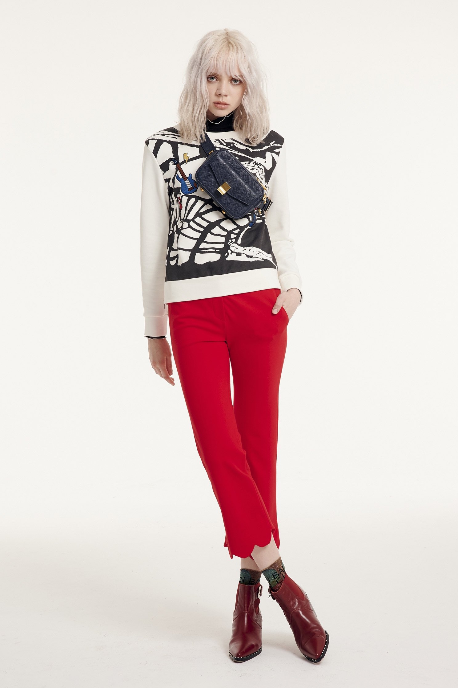 Flared pants,Bell Bottom Jeans,New Year RED,Pants,長褲,Thin pants