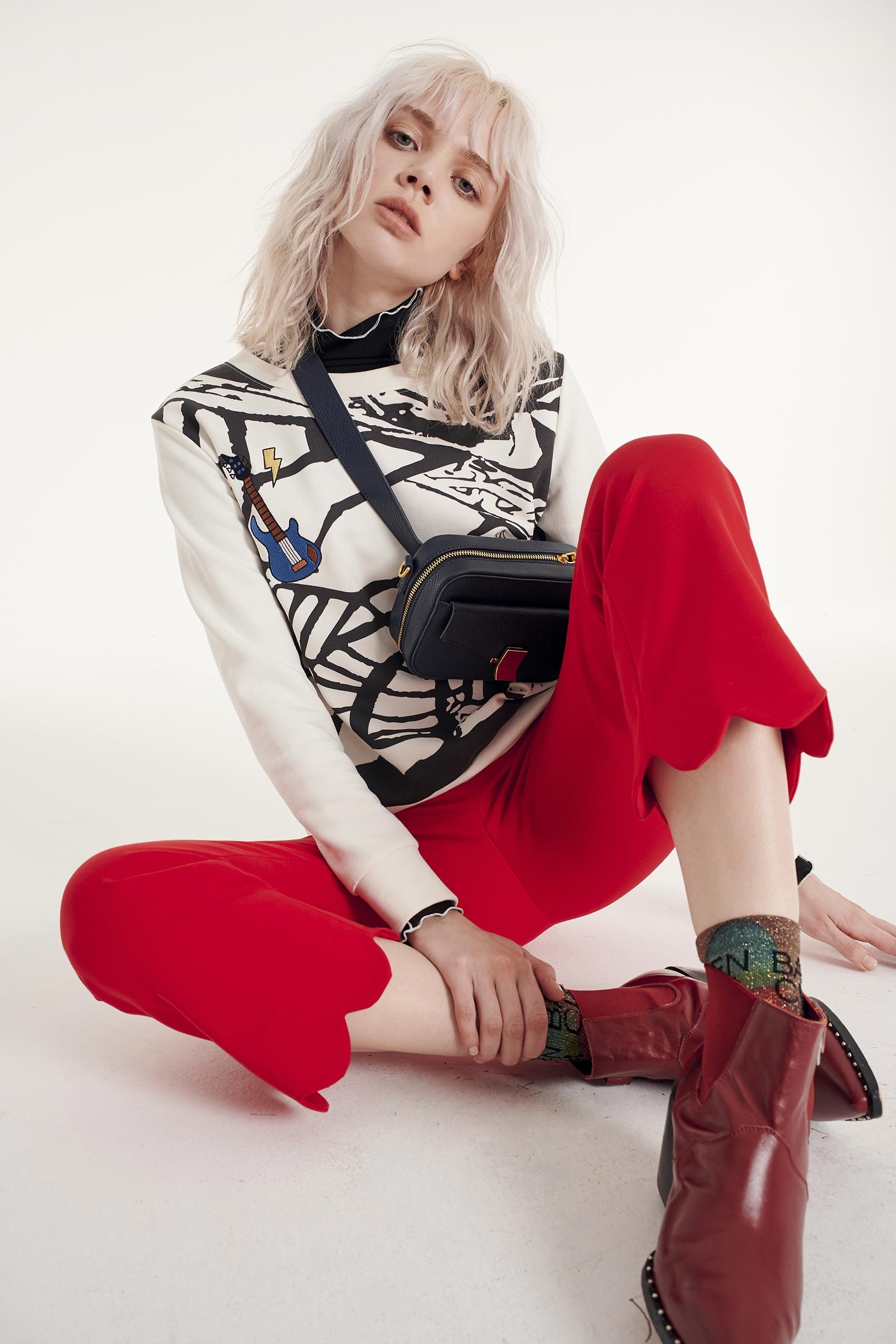 Flared pants,Bell Bottom Jeans,New Year RED,Pants,長褲,Thin pants