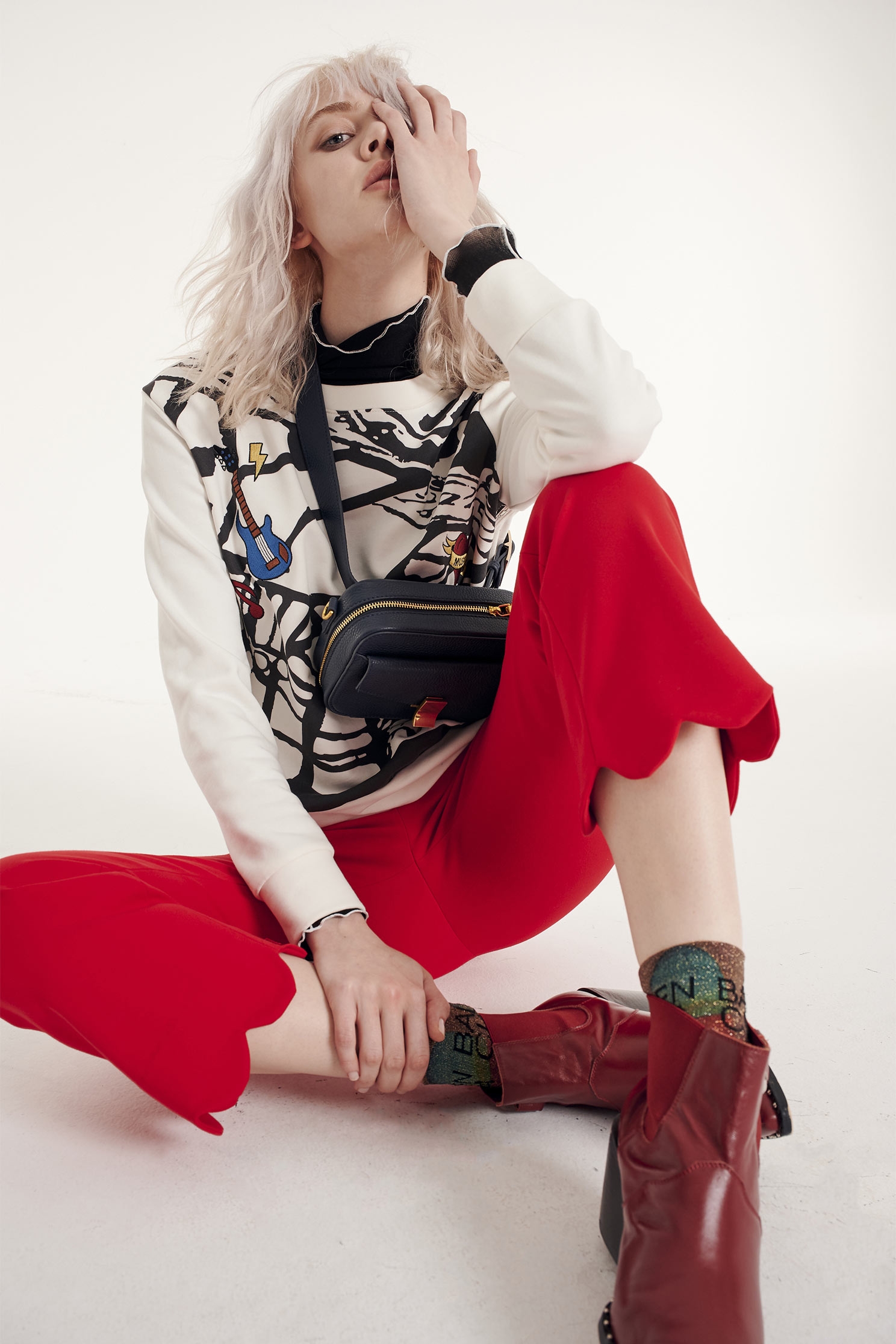 Flared pants,Bell Bottom Jeans,New Year RED,Pants,長褲,Thin pants