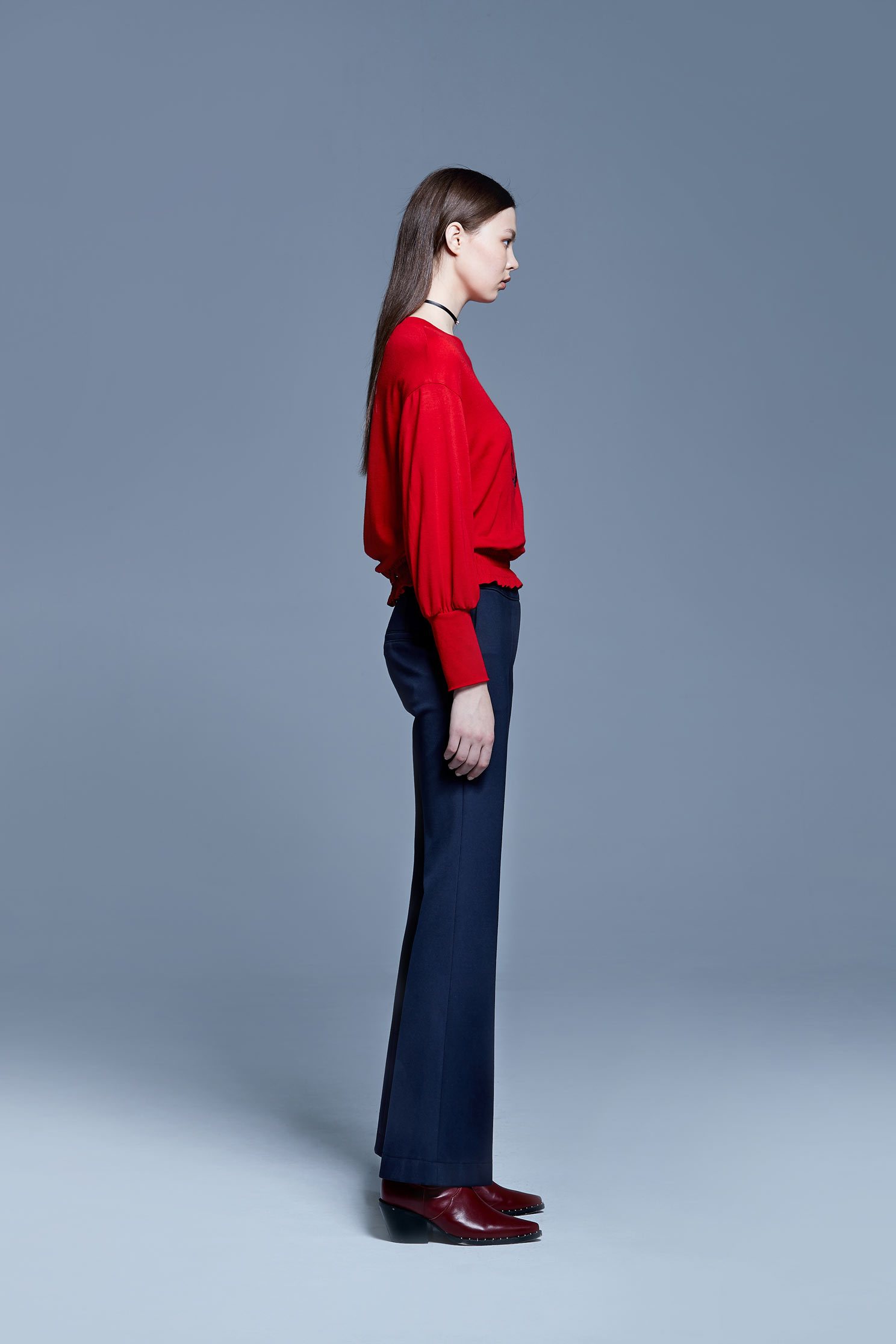 Navy blue twill pants,Bell Bottom Jeans,Pants,長褲,Thin pants