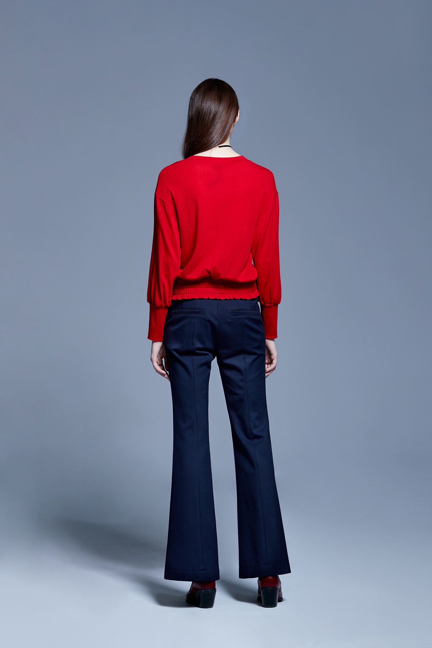 Navy blue twill pants,Bell Bottom Jeans,Pants,長褲,Thin pants