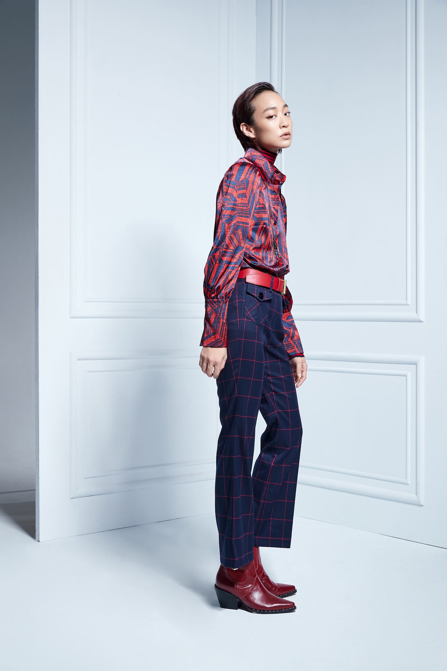 Pink check pants,Bell Bottom Jeans,Culottes Pants,Pants,長褲,Thin pants