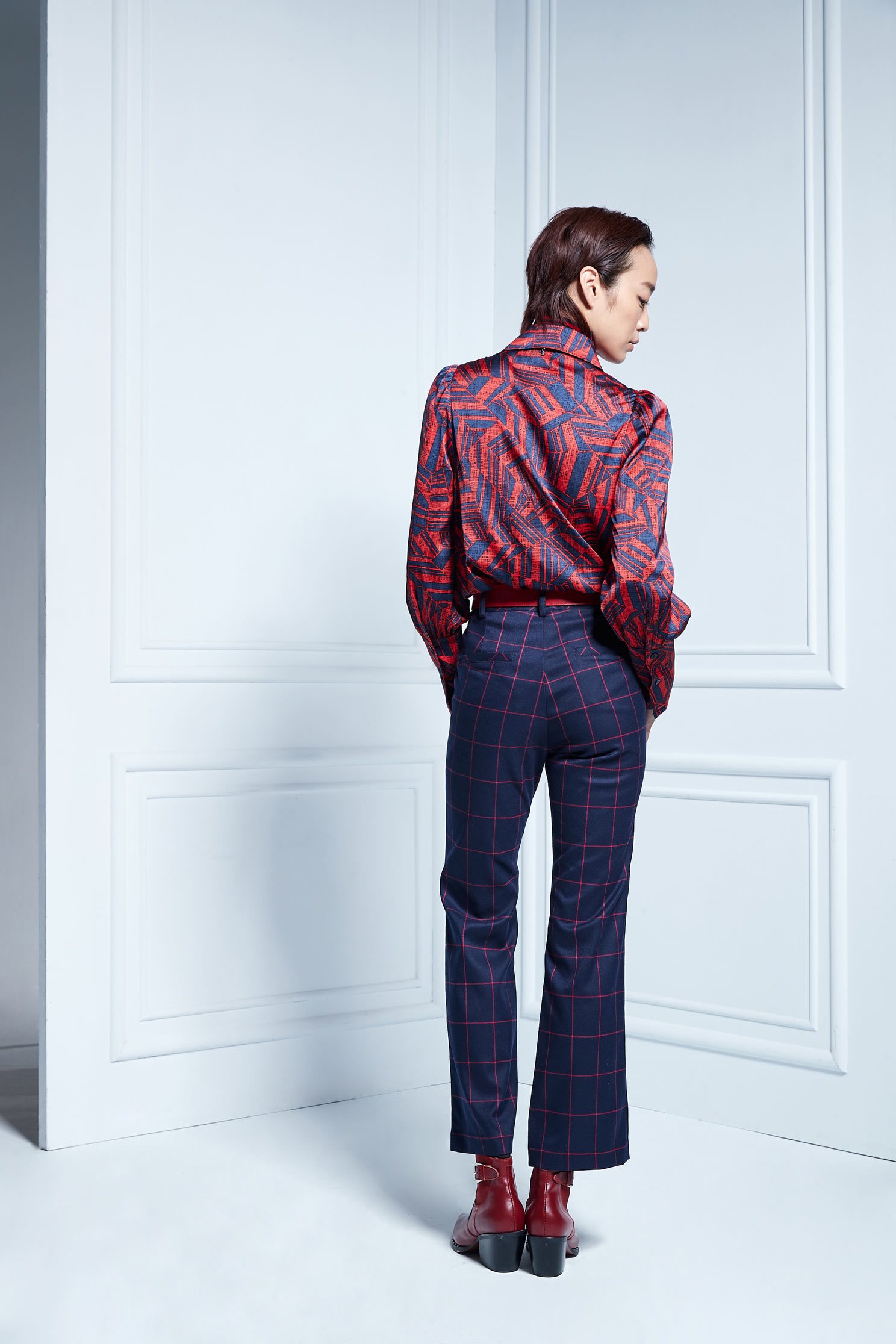 Pink check pants,Bell Bottom Jeans,Culottes Pants,Pants,長褲,Thin pants