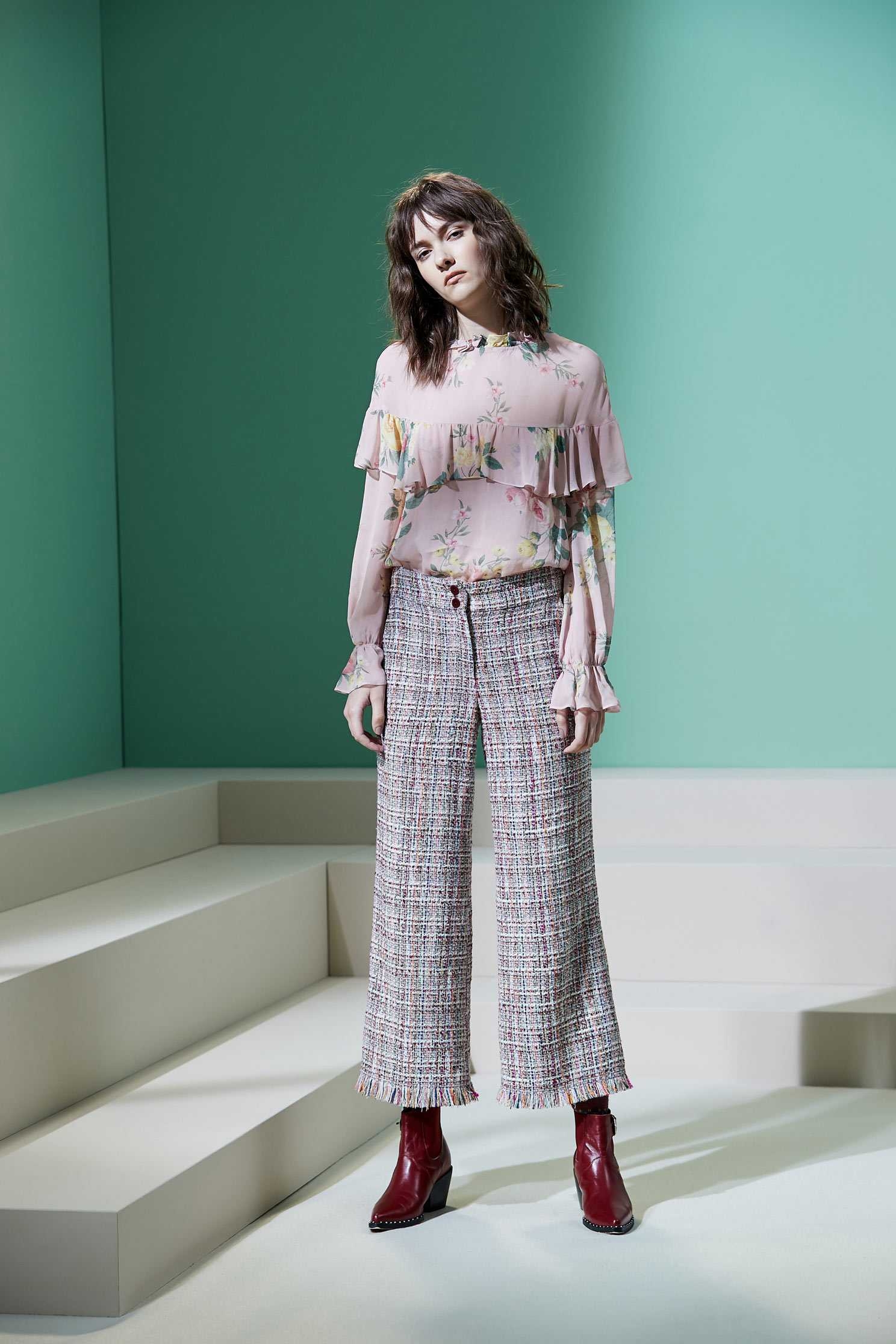 Heather wool wide leg,bellbottomjeans,culottespants,pants,pants,thinpants
