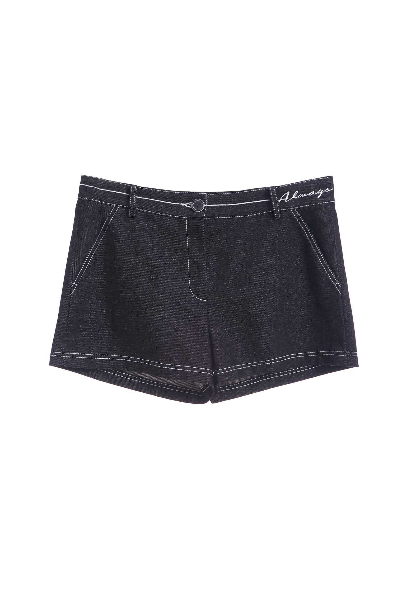 Neat white ditch denim short,Tanning,cowboy,Women's denim shorts,Jeans,Shorts,embroidered,Black jeans,黑色褲子