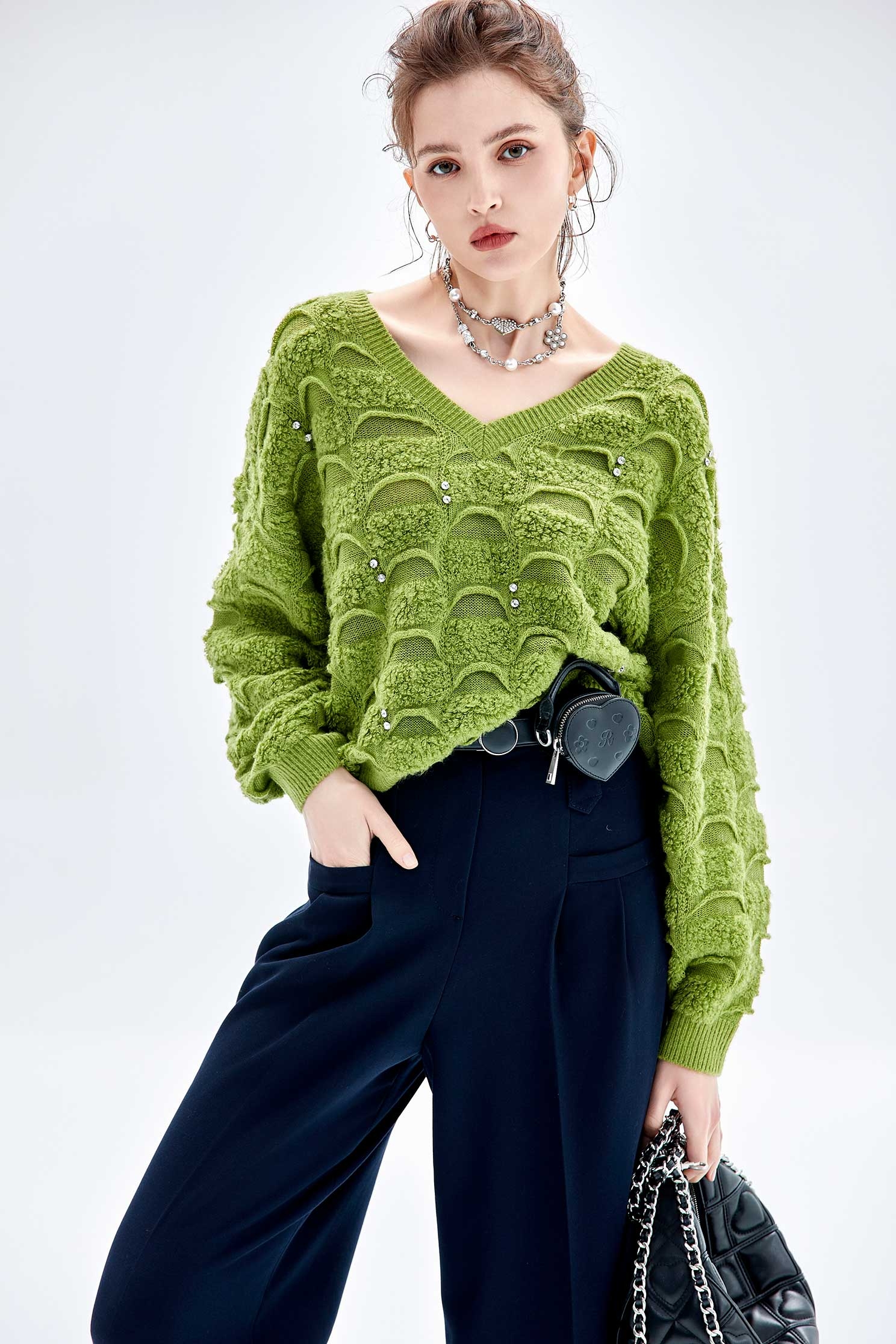 雙層腰耳寬腿褲雙層腰耳寬腿褲,寬褲,秋冬穿搭,褲子