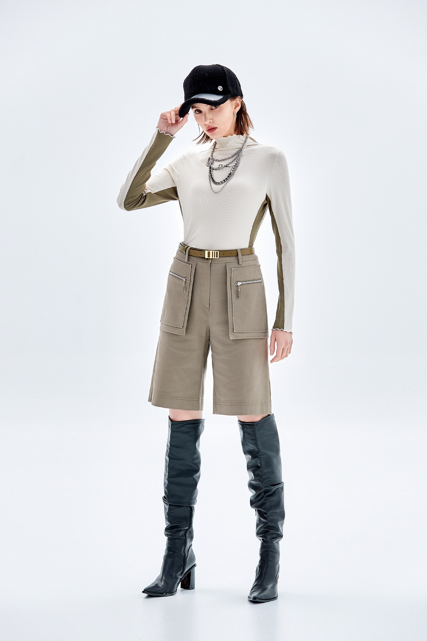 月見草色工裝造型褲月見草色工裝造型褲,短褲,秋冬穿搭,褲子