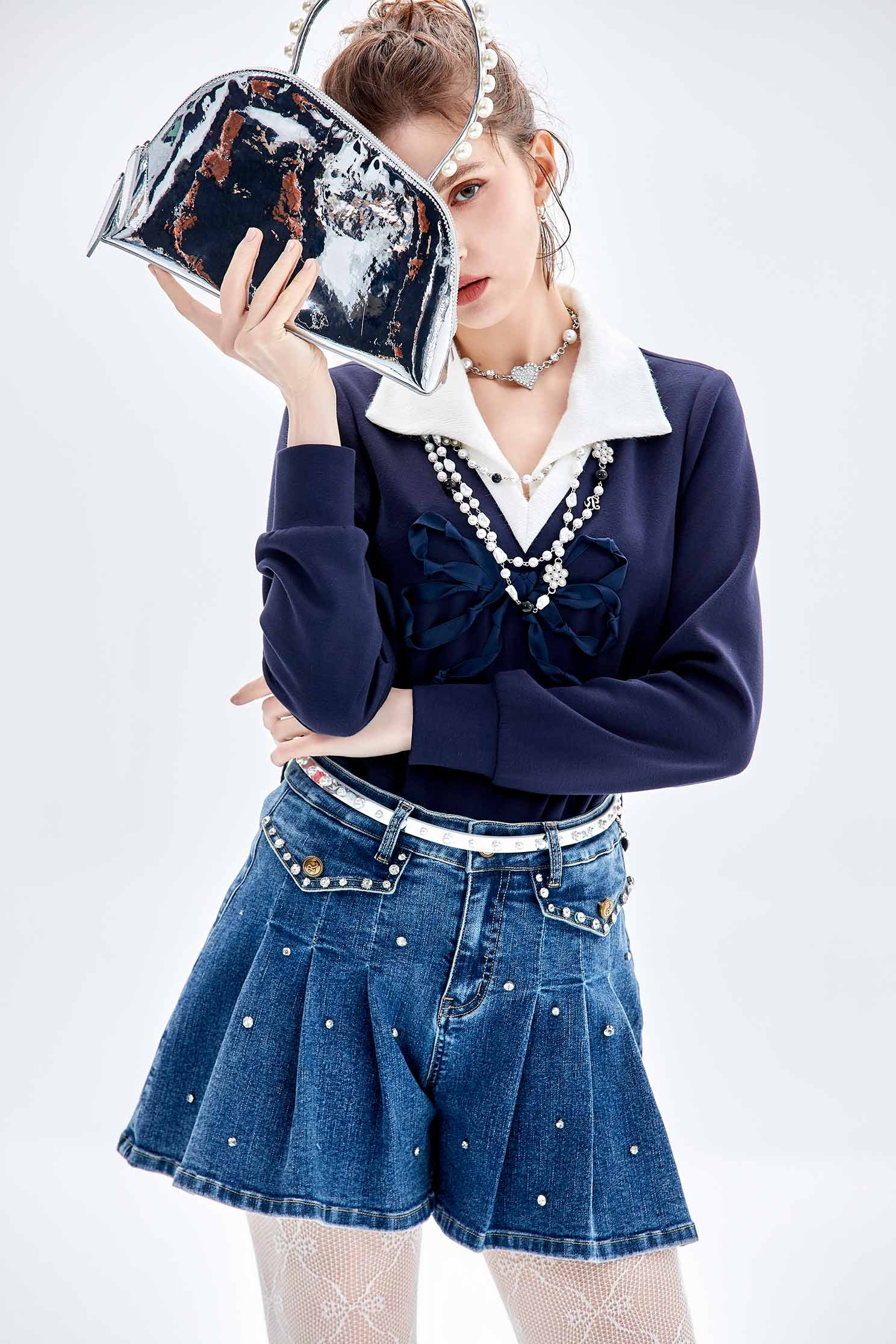 牛仔溜冰短褲裙牛仔溜冰短褲裙,牛仔,牛仔短裙,牛仔短褲,牛仔褲,百褶短裙,短褲,秋冬穿搭,褲裙