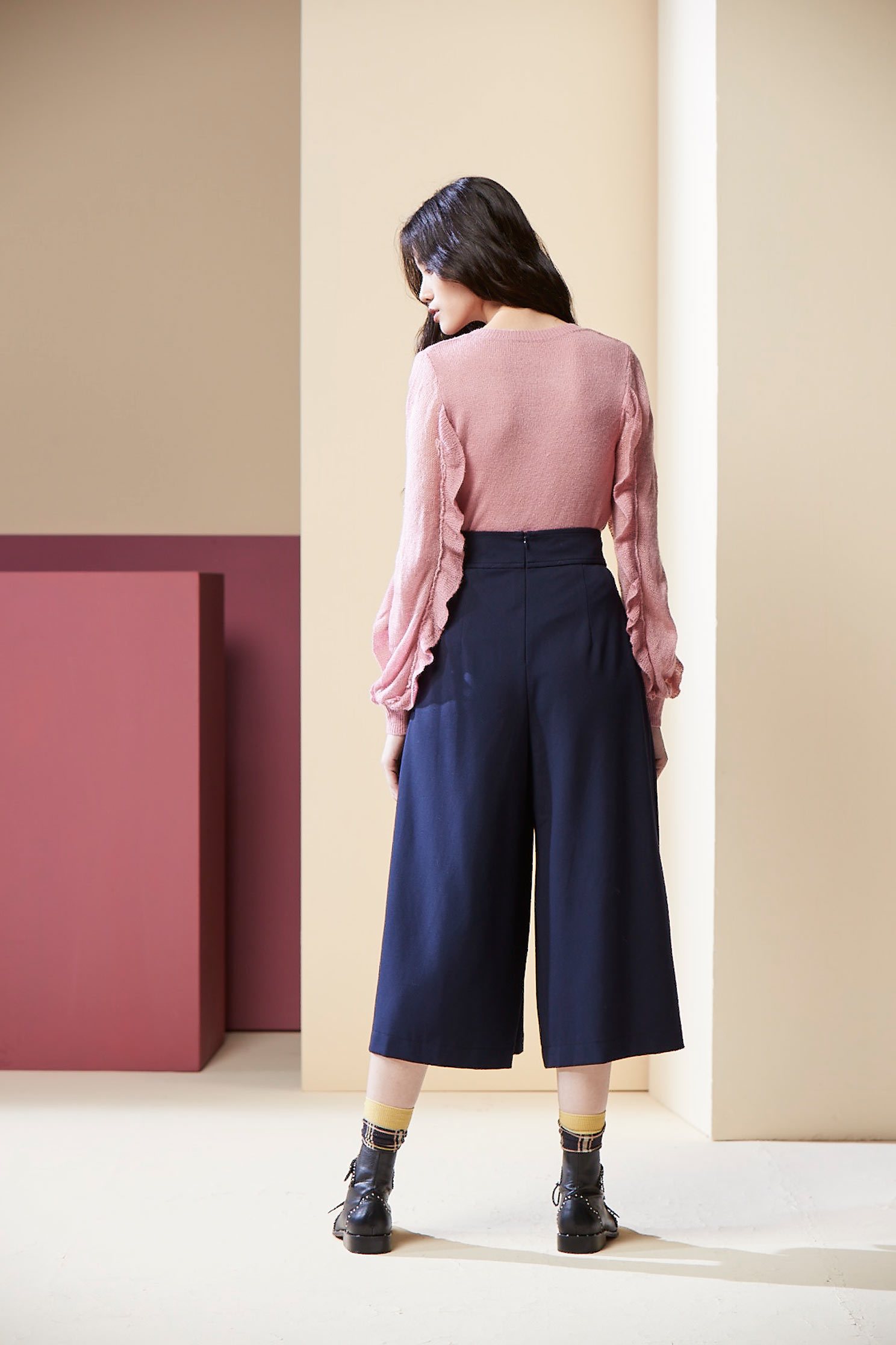 Roman wide trousers,culottespants,pants,knitting,pants