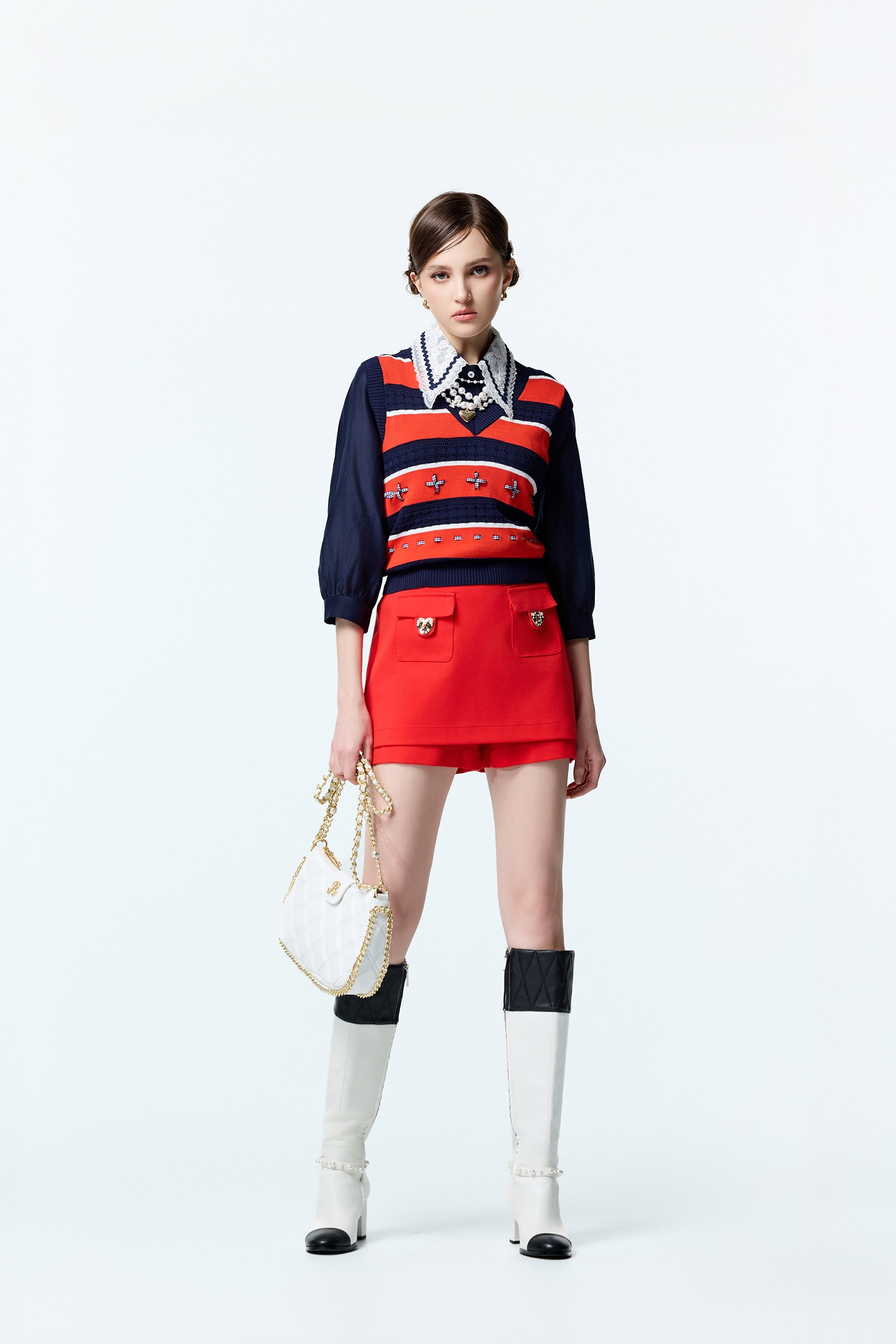 火焰色短褲裙火焰色短褲裙,珍珠,秋冬穿搭,褲子,褲裙