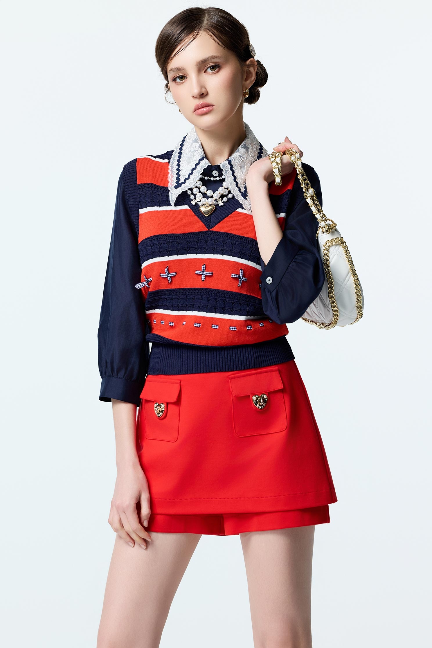 火焰色短褲裙火焰色短褲裙,珍珠,秋冬穿搭,褲子,褲裙