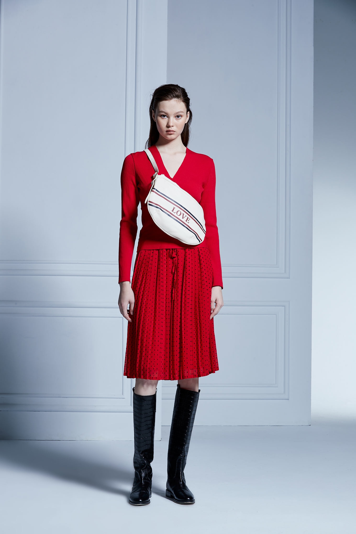 Dot strap hundred pleated skirt,Culottes Pants,Pants,Culottes