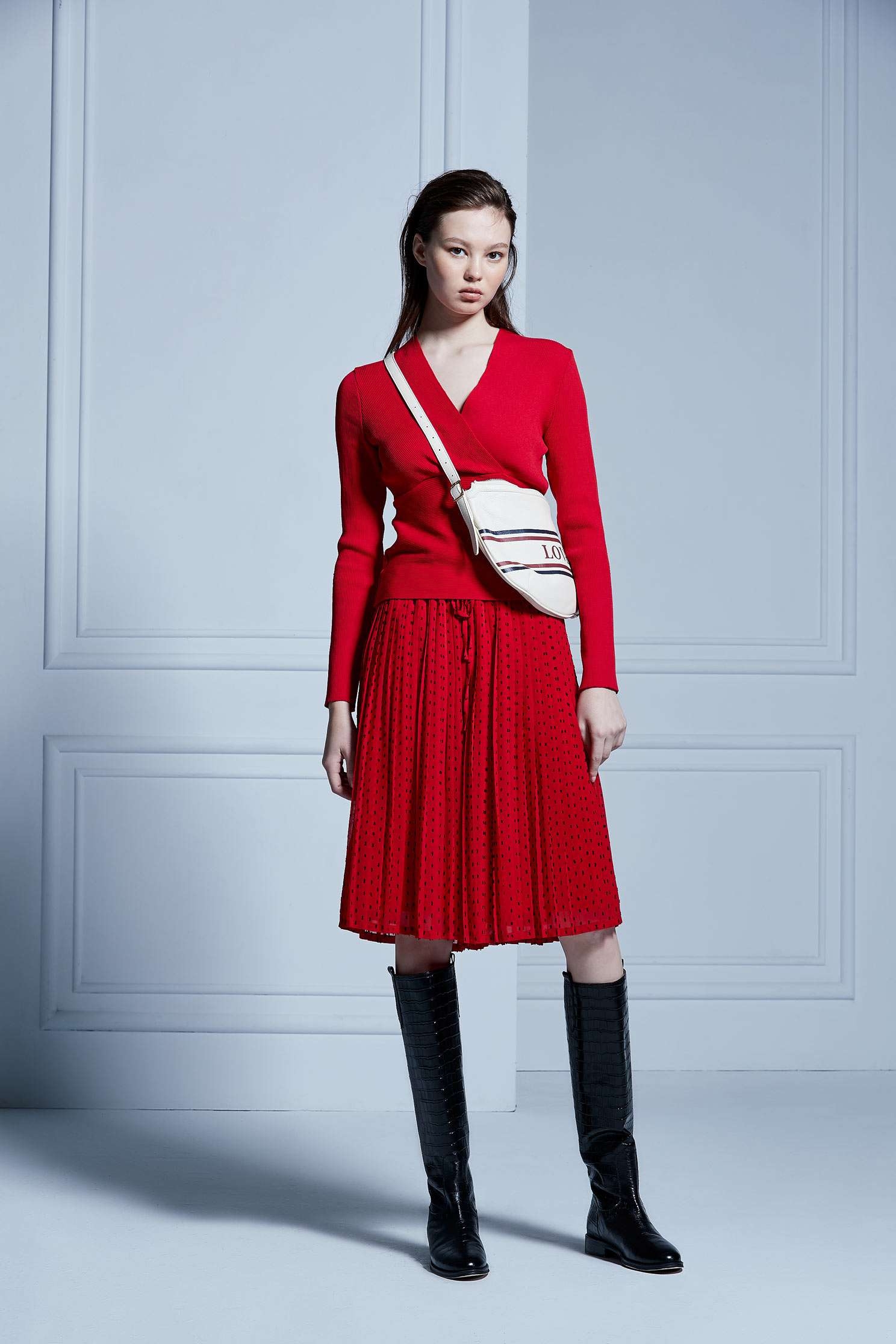 Dot strap hundred pleated skirt,Culottes Pants,Pants,Culottes