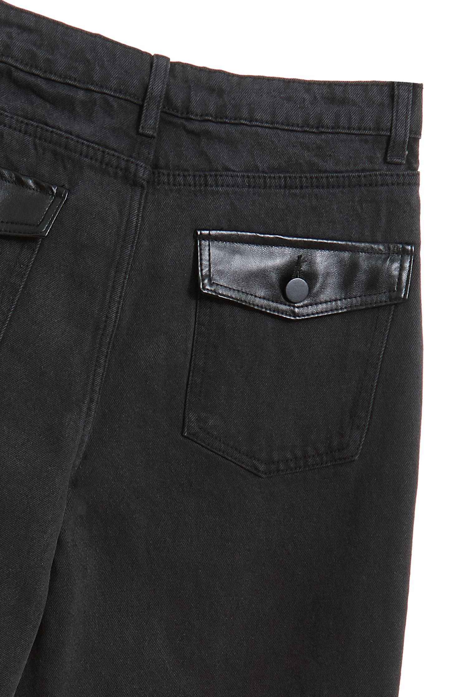 leather pocket jeans,Tanning,cowboy,Jeans,Women's denim trousers,皮革,長褲,Black jeans,Black trousers