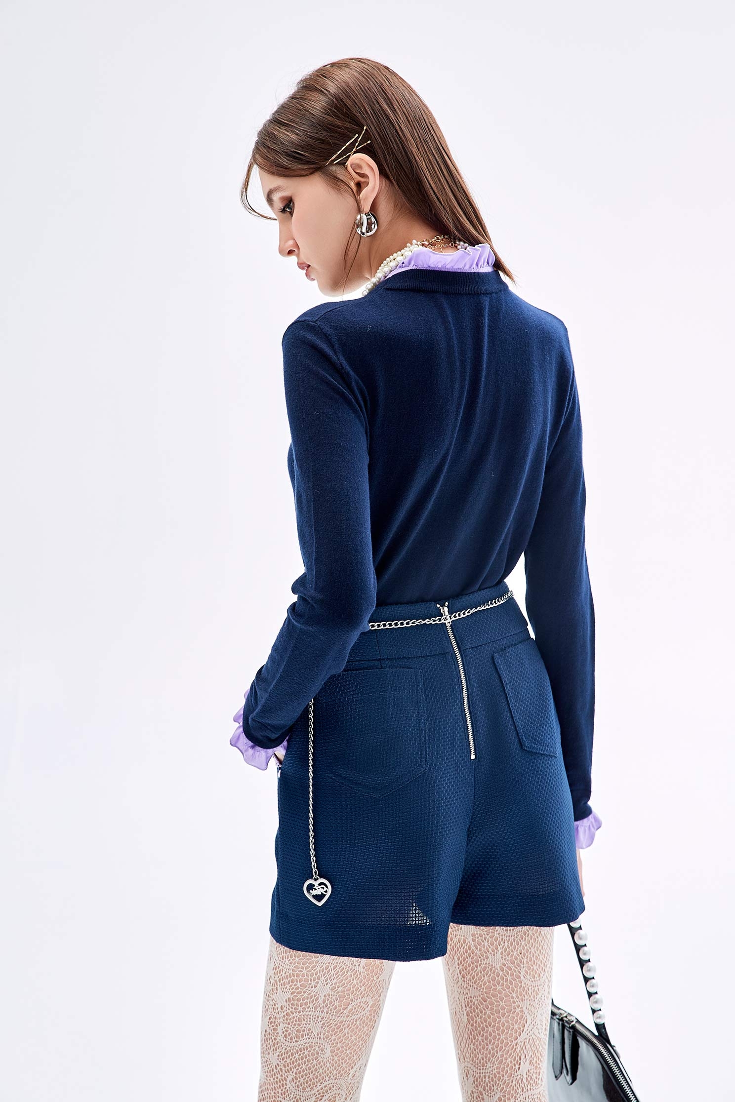 銀河丁香紫刺繡邊短褲銀河丁香紫刺繡邊短褲,刺繡,春夏穿搭,時髦成套搭配,短褲,褲子