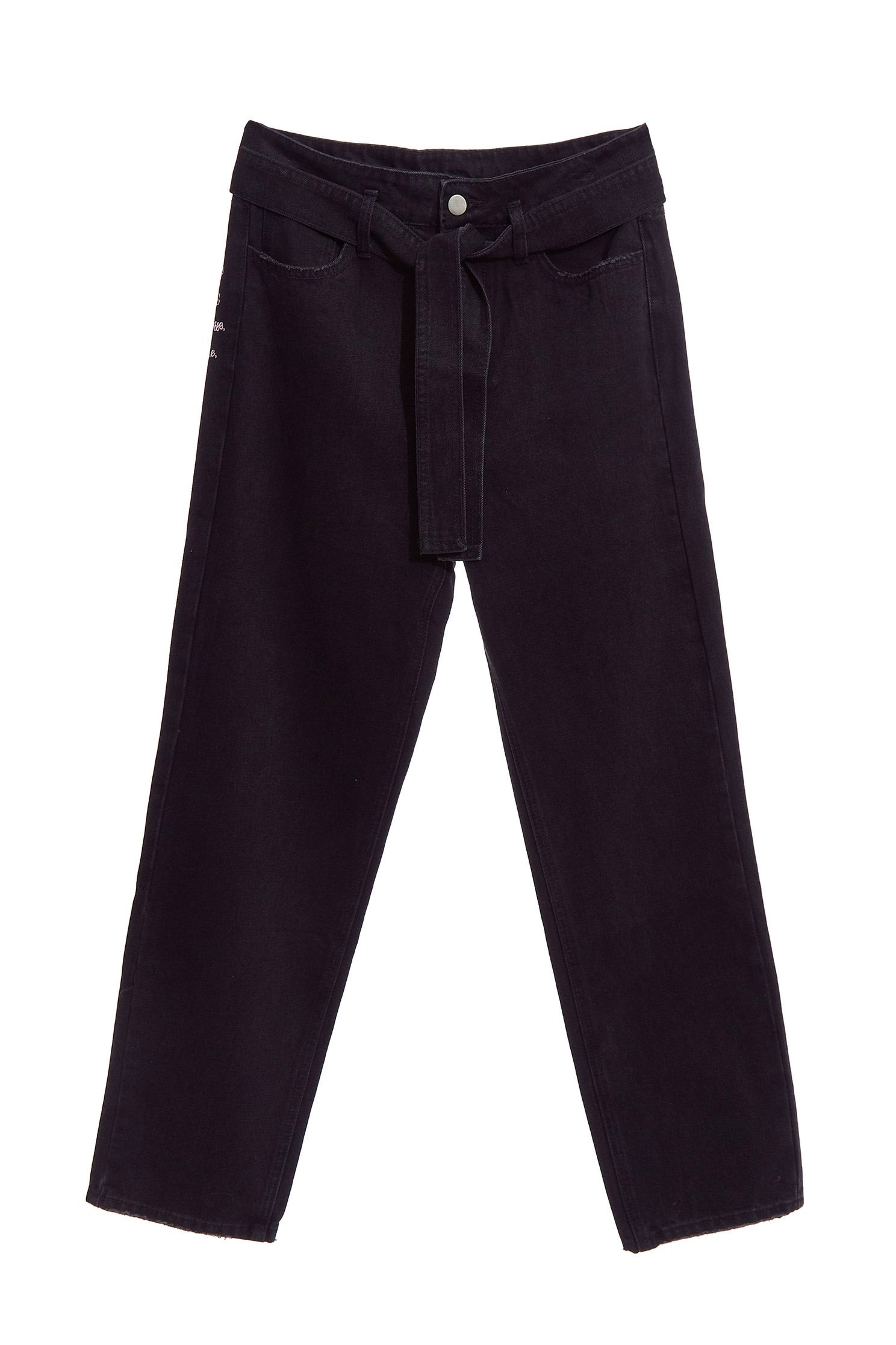 Back pocket embroidered with strap denim trousers,Tanning,embroidery,cowboy,Jeans,Women's denim trousers,embroidered,長褲,Black jeans,Black trousers