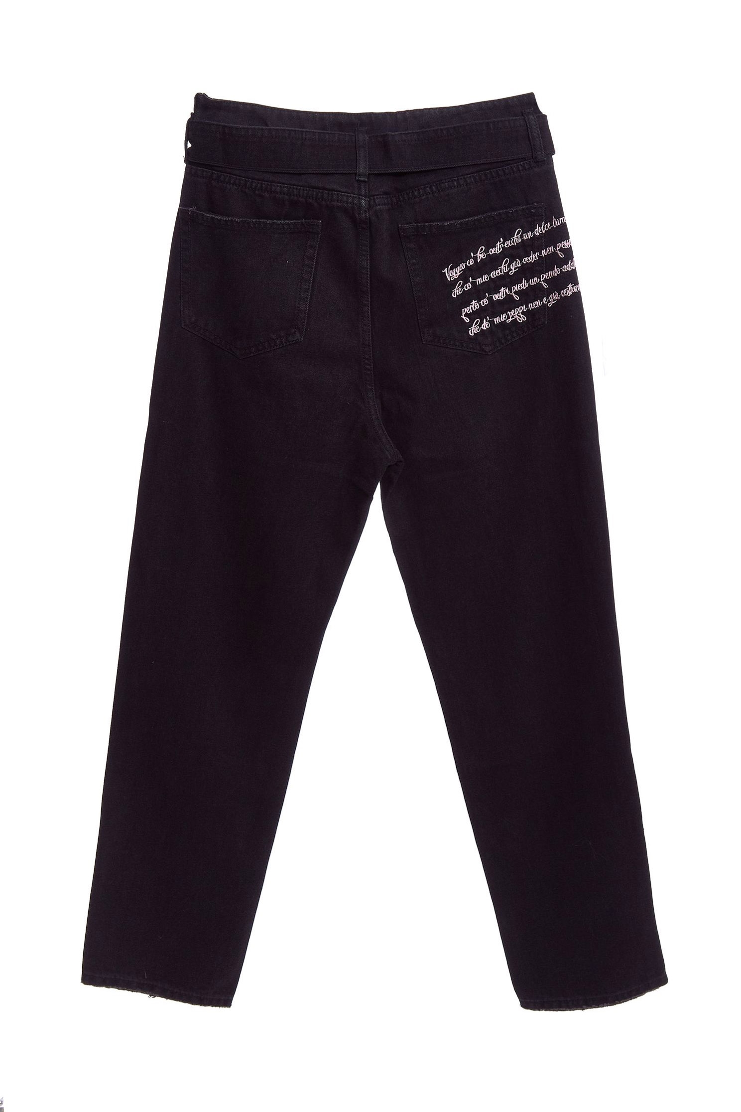 Back pocket embroidered with strap denim trousers,Tanning,embroidery,cowboy,Jeans,Women's denim trousers,embroidered,長褲,Black jeans,Black trousers