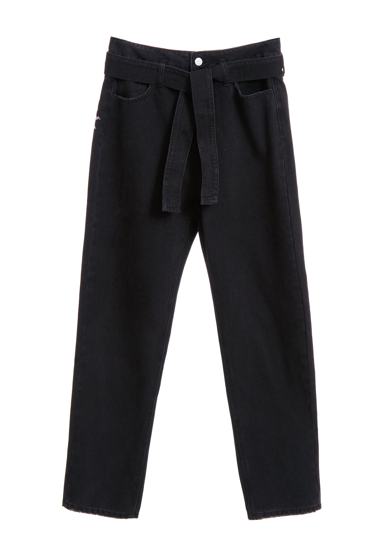 Back pocket embroidered with strap denim trousers,Tanning,embroidery,cowboy,Jeans,Women's denim trousers,embroidered,長褲,Black jeans,Black trousers